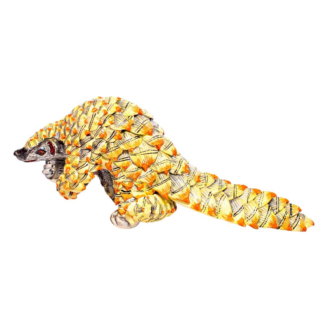 Ceramic  Pangolins Sculpture , hand made in South Africa In Excellent Condition In North Miami, FL
