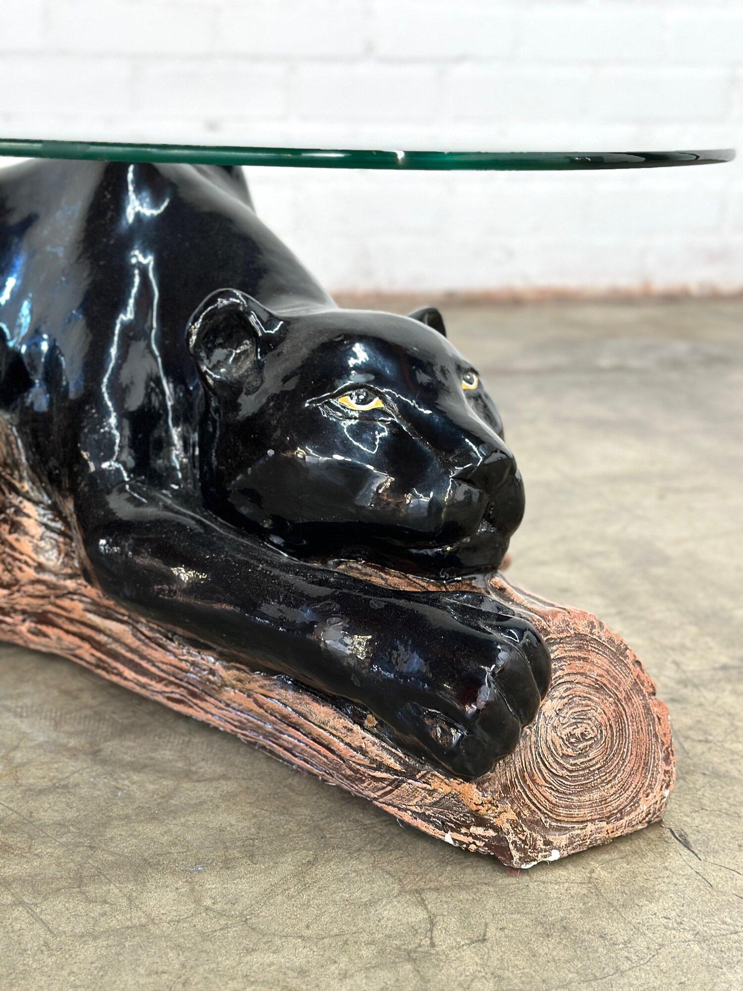 Post-Modern Ceramic Panther Coffee Table For Sale
