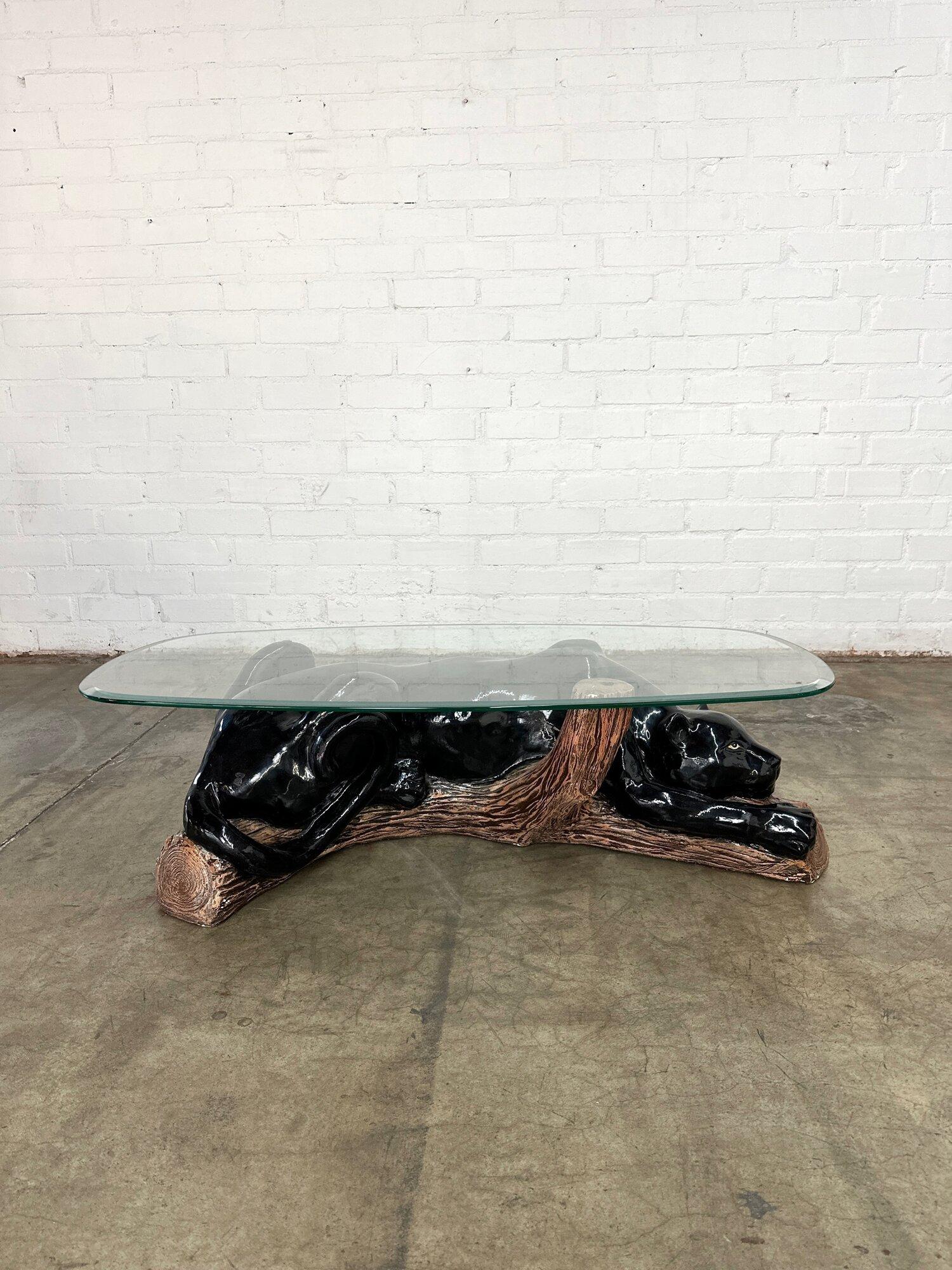 Late 20th Century Ceramic Panther Coffee Table For Sale