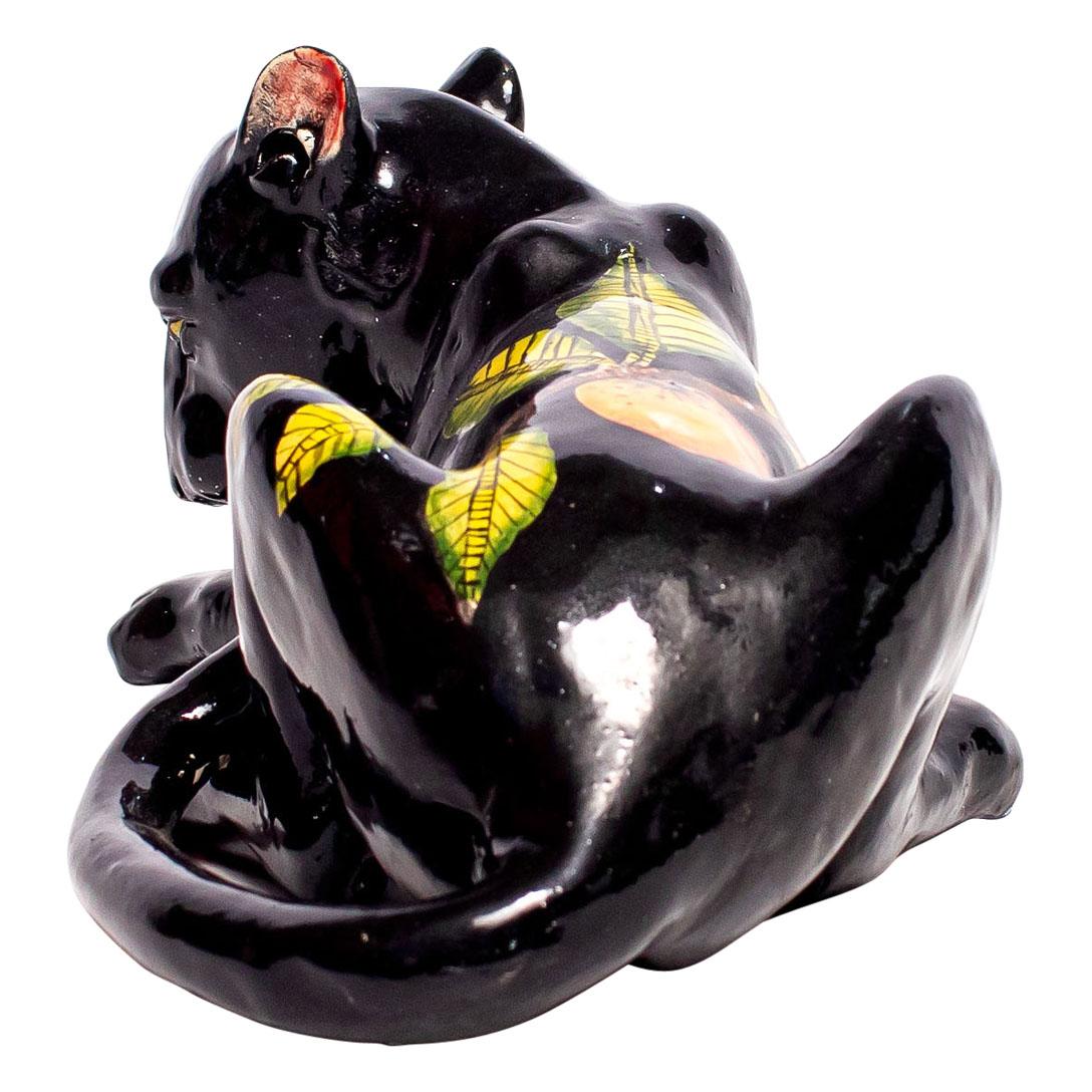 Modern Ceramic  Panther Sculpture , hand made in South Africa For Sale