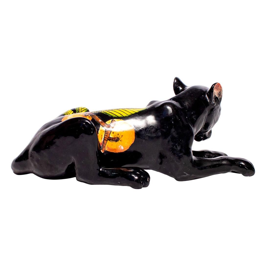 South African Ceramic  Panther Sculpture , hand made in South Africa For Sale