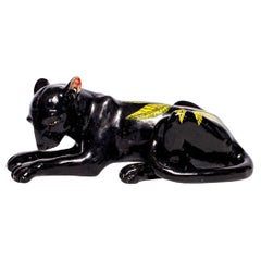 Ceramic  Panther Sculpture , hand made in South Africa
