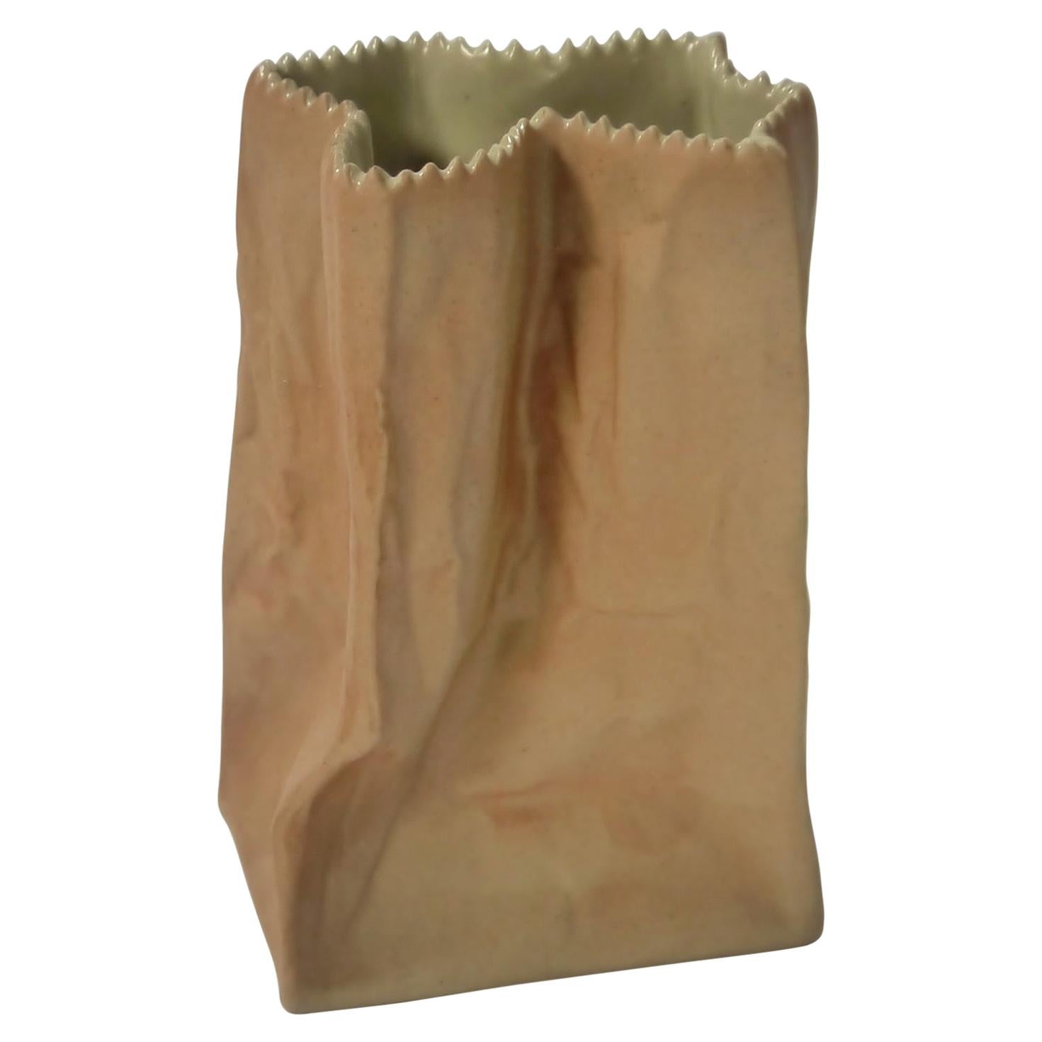 Ceramic Paper Bag Vase Designed by Tapio Wirkkala for Rosenthal, Germany, 1970s