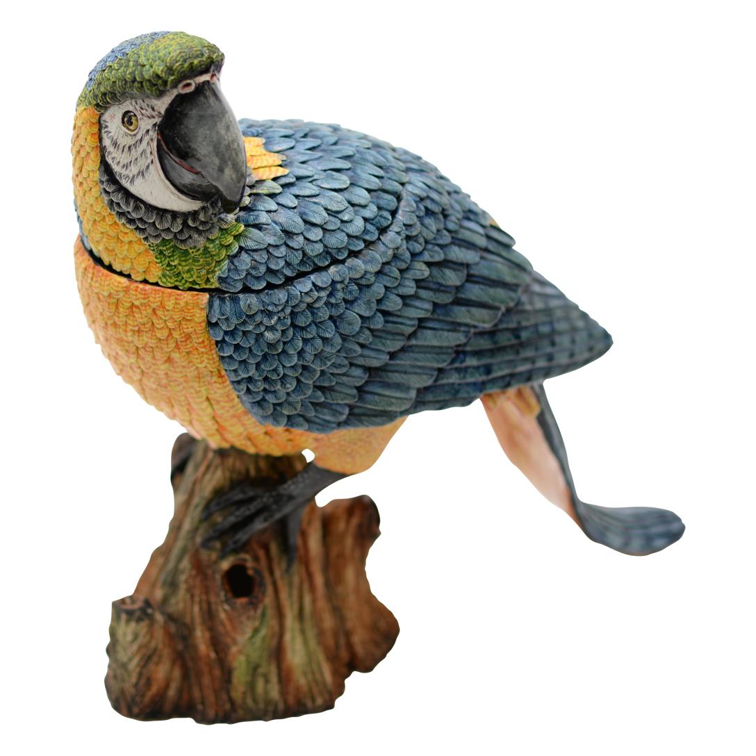 Keramik-Papagei-Terrine, handgemacht in Südafrika (Südafrikanisch) im Angebot