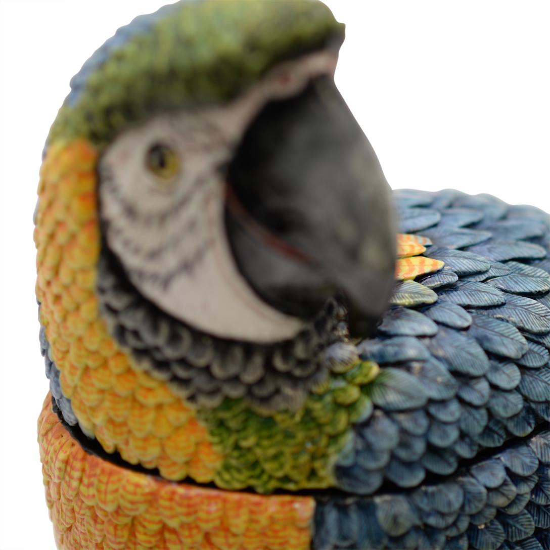 Keramik-Papagei-Terrine, handgemacht in Südafrika (Gebrannt) im Angebot