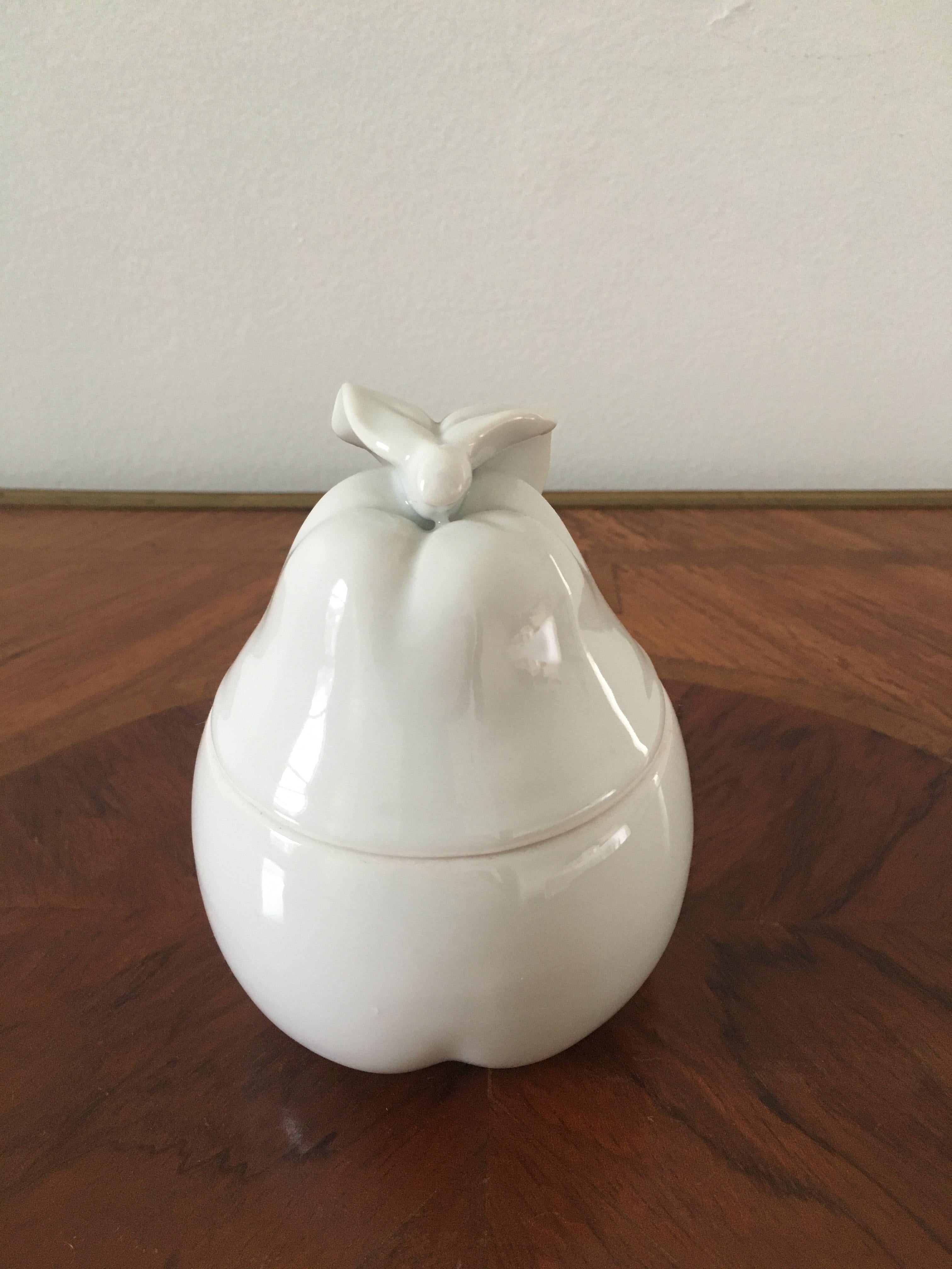 American Ceramic Pear Lidded Container For Sale