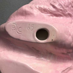 Ceramic Pearl Pink Tridacna Clam Shell Bowl Planter or Centerpiece 1965 USA