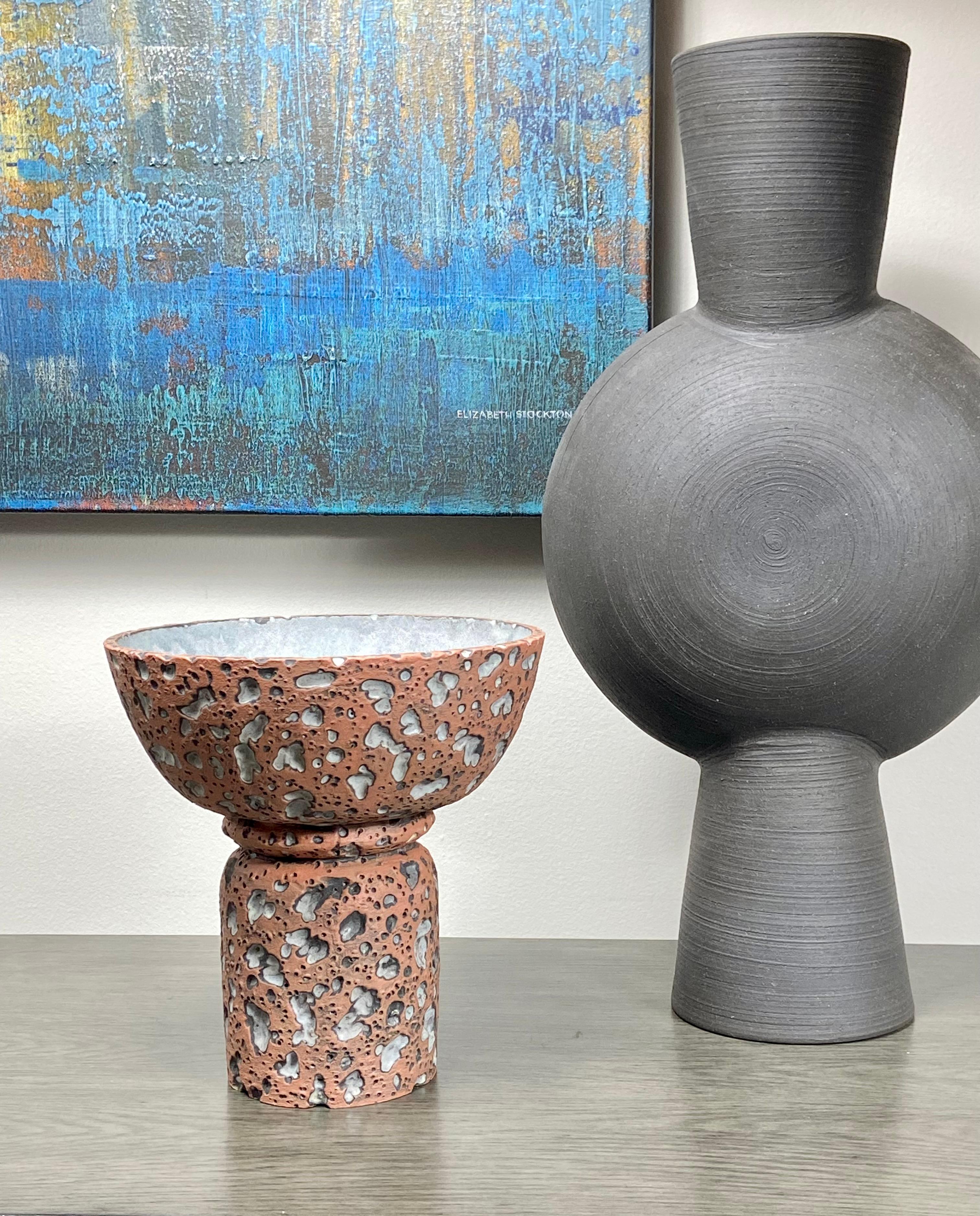 Modern Ceramic Pedestal Bowl by LGS Studio For Sale