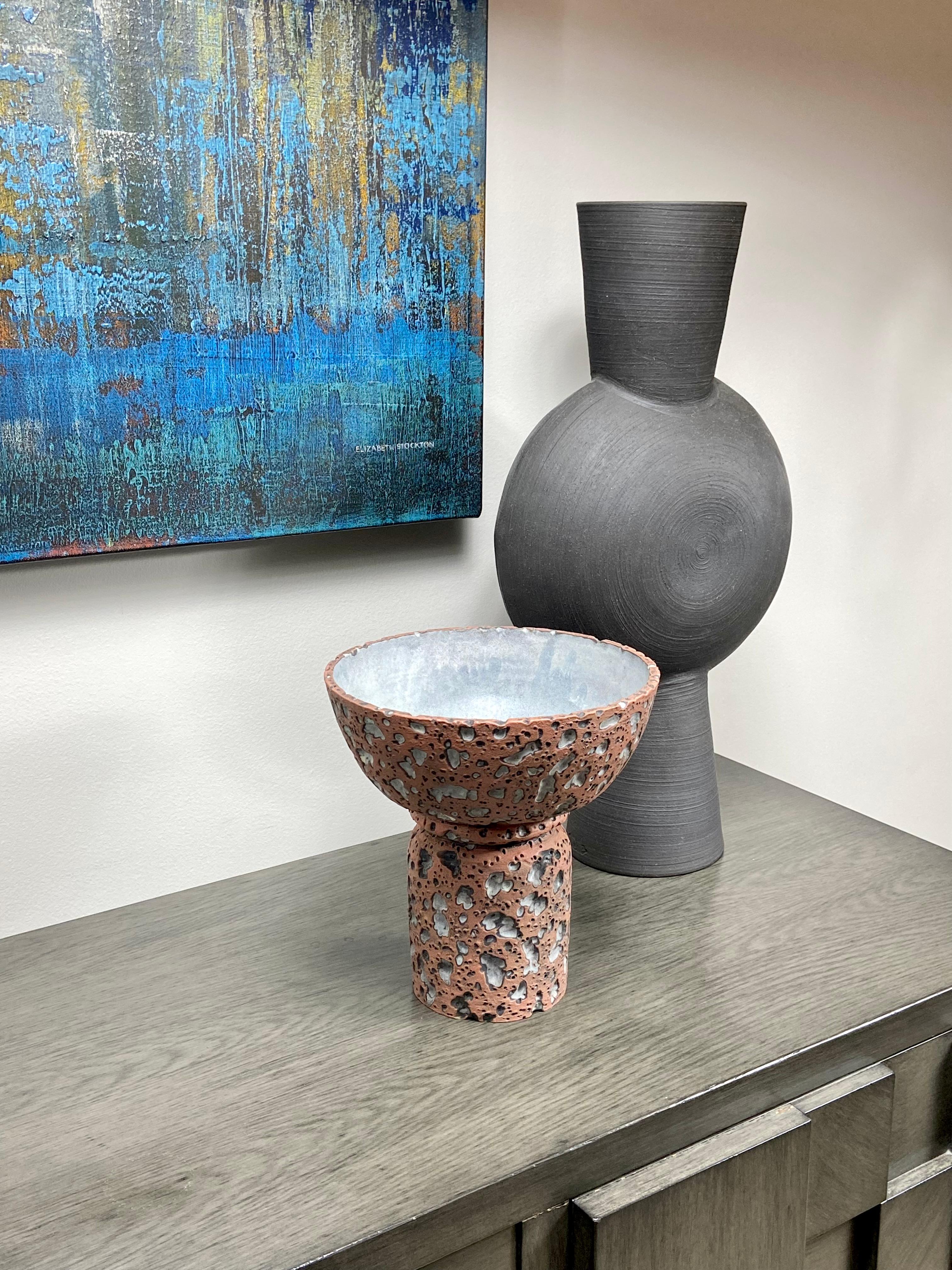 American Ceramic Pedestal Bowl by LGS Studio For Sale