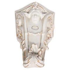 Ceramic Pedestal Decorated in Gold and White