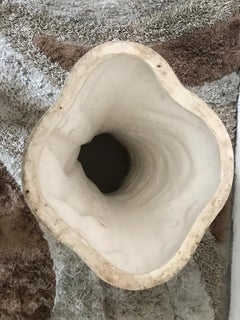 Ivory Ceramic Pedestal Table, Hollywood Regency Style, Italy, 1960s