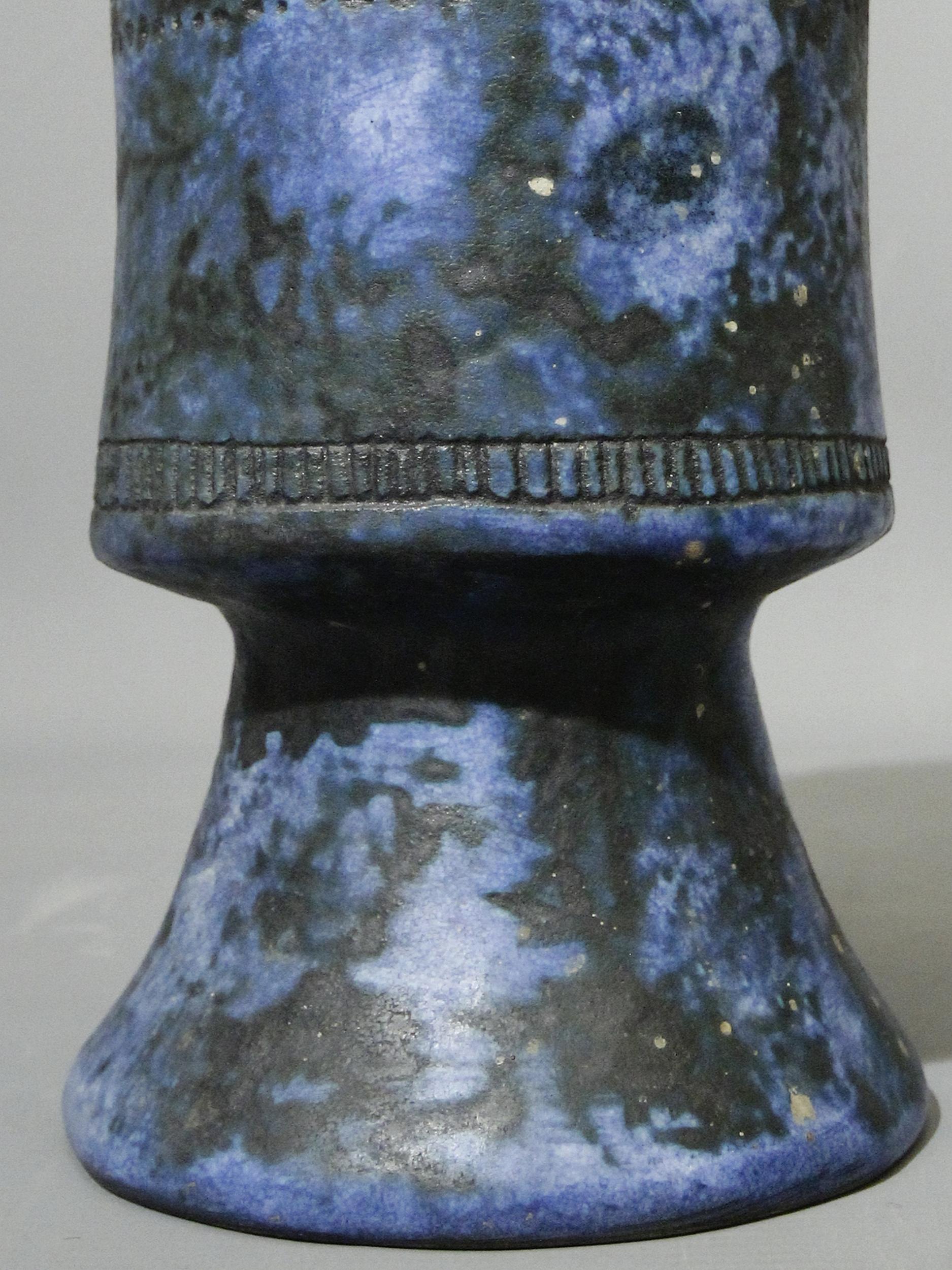 Mid-Century Modern Ceramic pedestal vase with mythological decoration by J.Blin, France circa 1950  For Sale