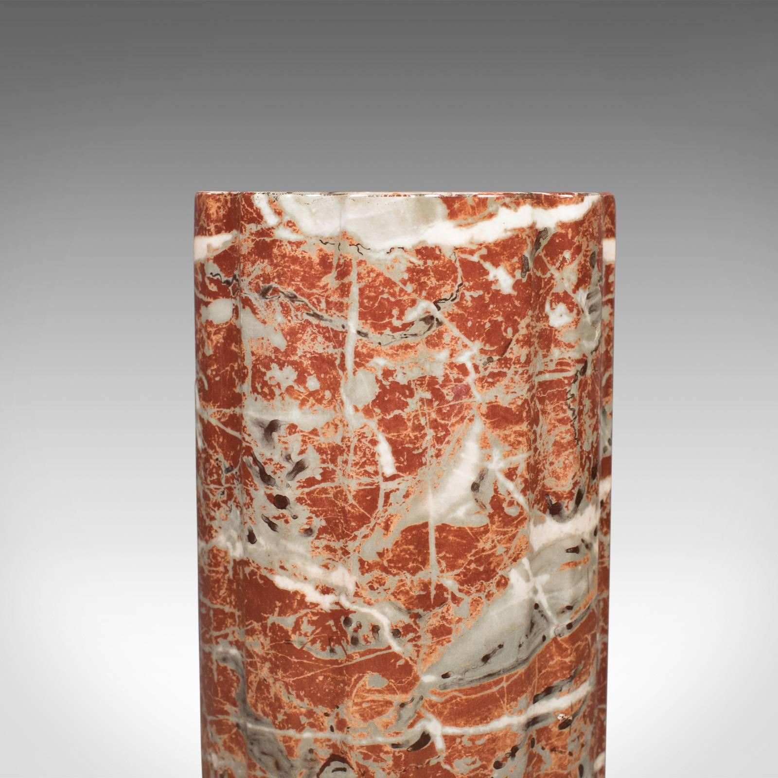 Classical Greek Ceramic Pedestal with Rouge Marble Effect Finish, Late 20th Century Plant Stand