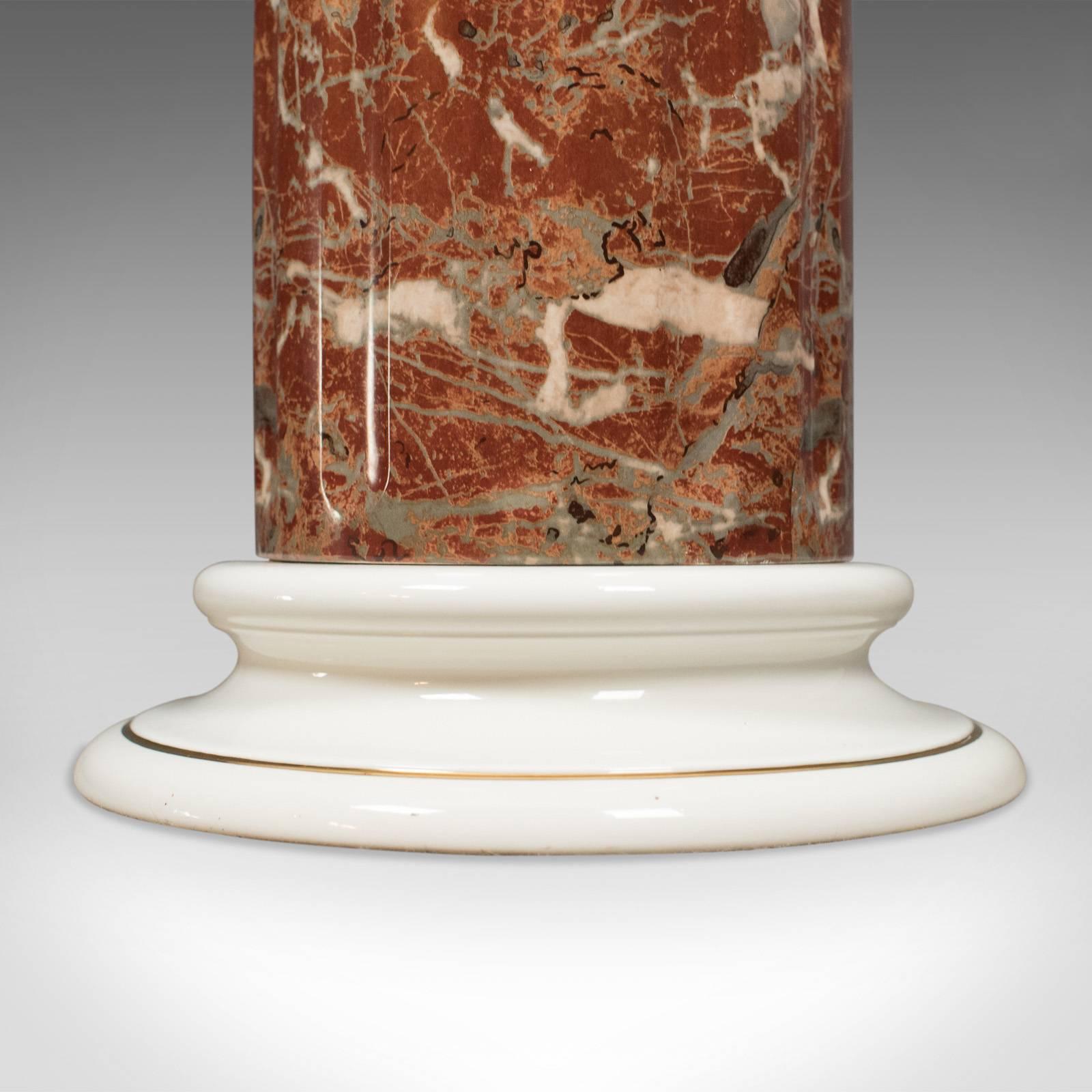 Ceramic Pedestal with Rouge Marble Effect Finish, Late 20th Century Plant Stand In Good Condition In Hele, Devon, GB