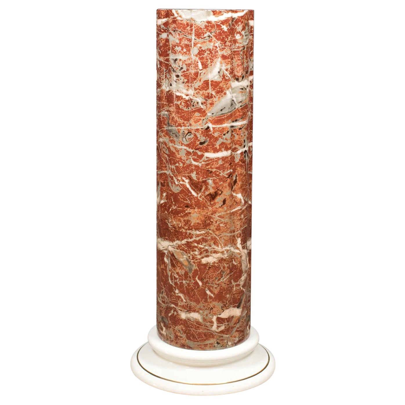 Ceramic Pedestal with Rouge Marble Effect Finish, Late 20th Century Plant Stand