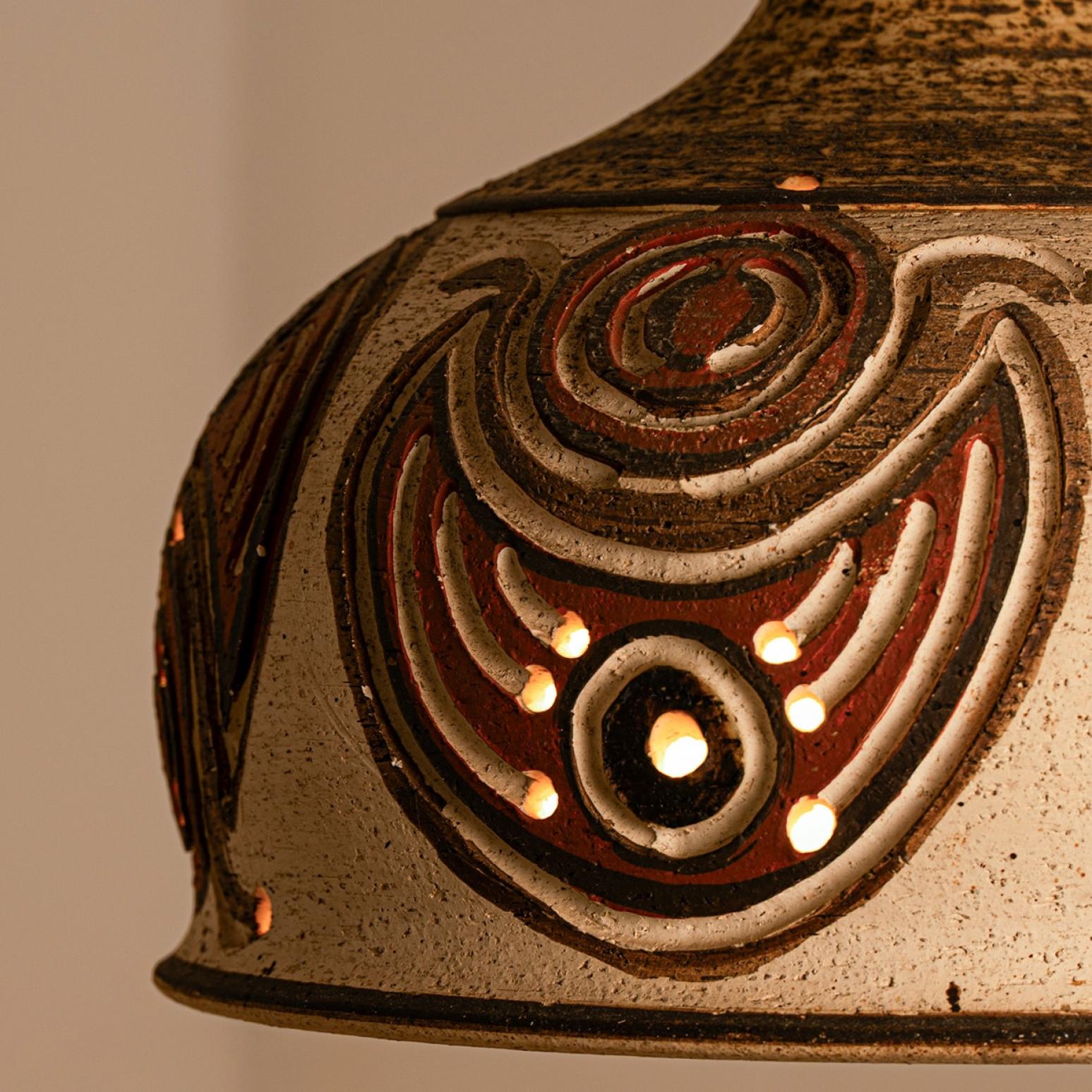 Ceramic Pendant Flared Bowl with Bold Pattern, Denmark 1960s For Sale 3