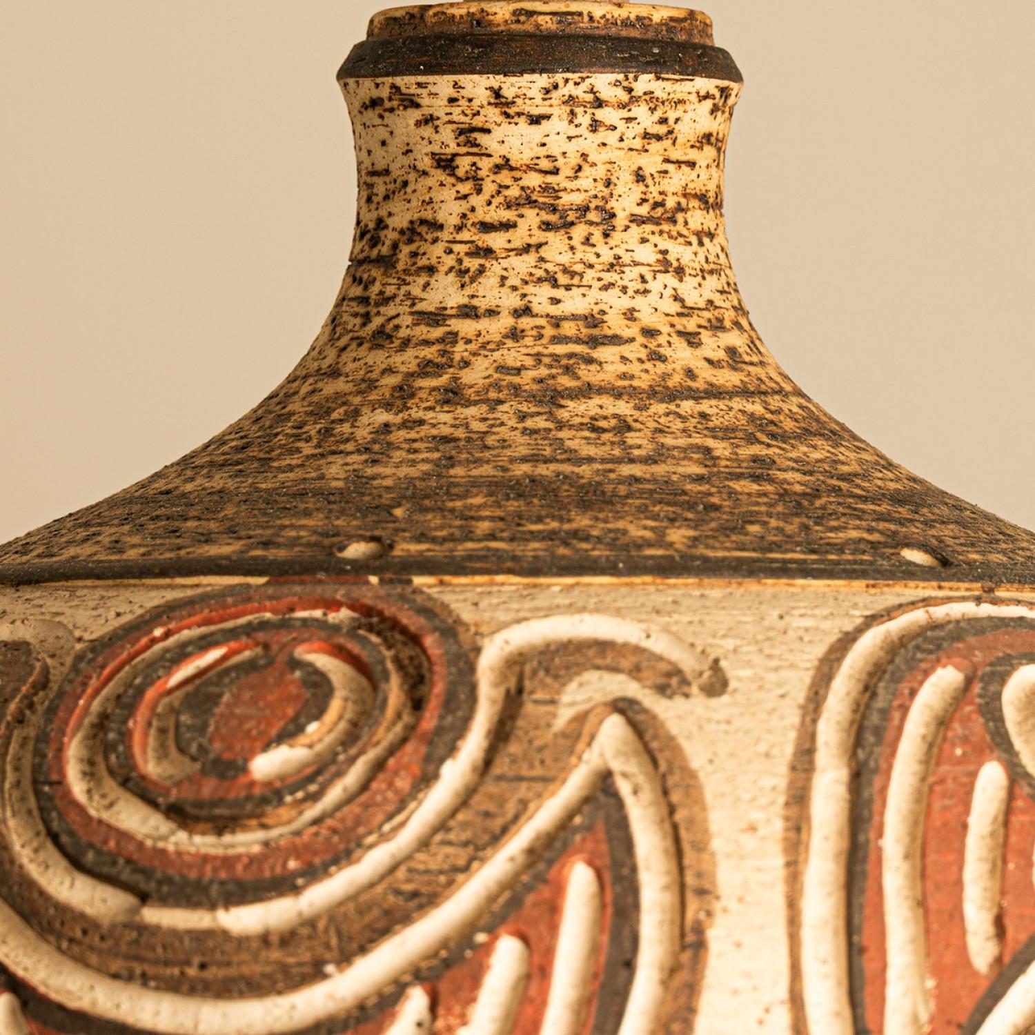 Mid-Century Modern Ceramic Pendant Flared Bowl with Bold Pattern, Denmark 1960s For Sale