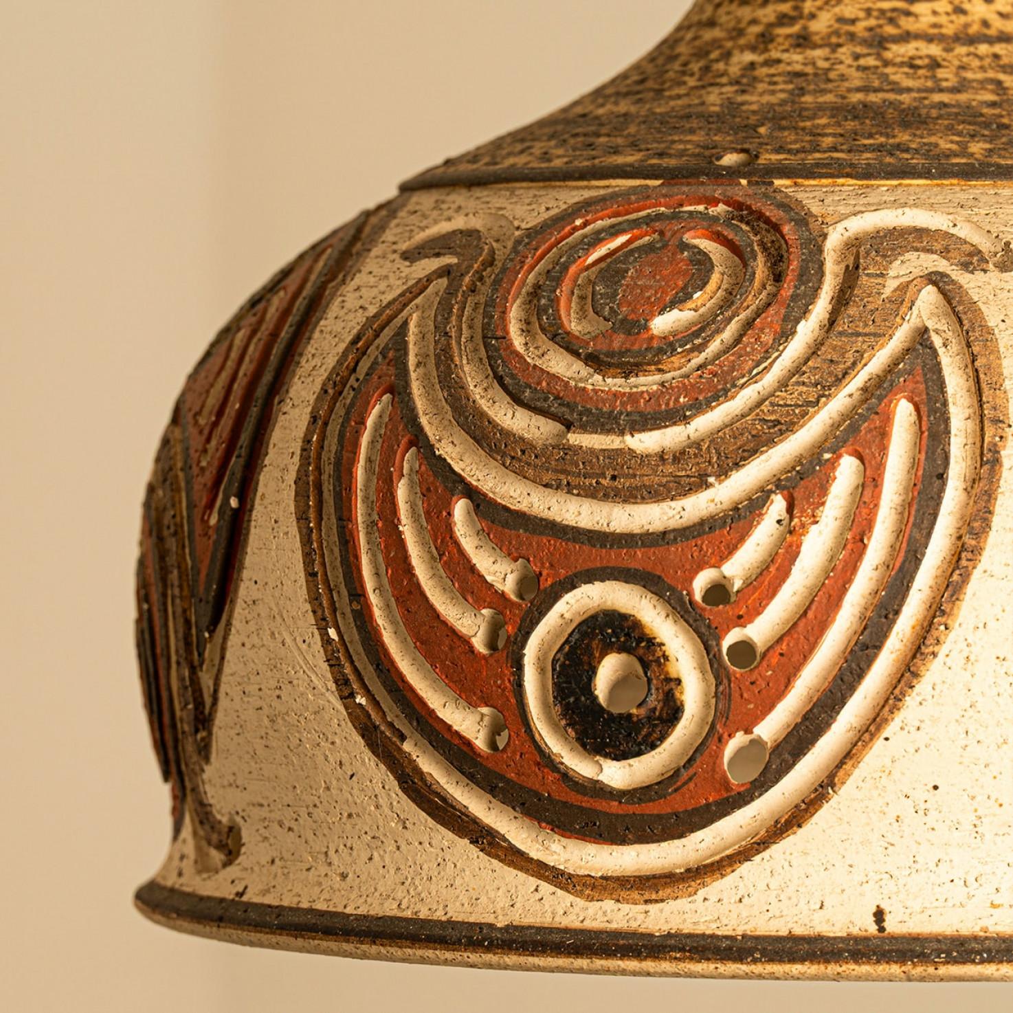 Danish Ceramic Pendant Flared Bowl with Bold Pattern, Denmark 1960s For Sale