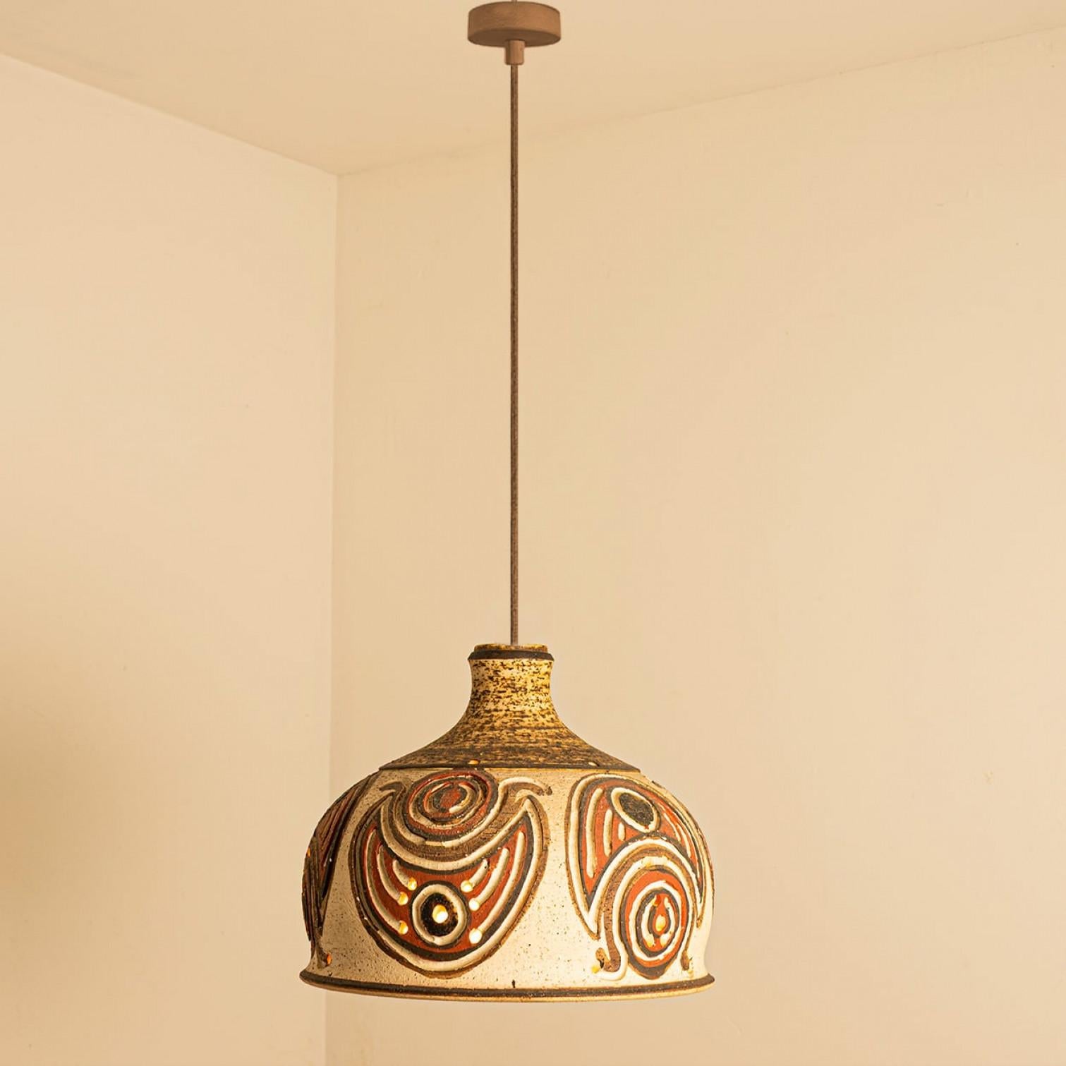Other Ceramic Pendant Flared Bowl with Bold Pattern, Denmark 1960s For Sale