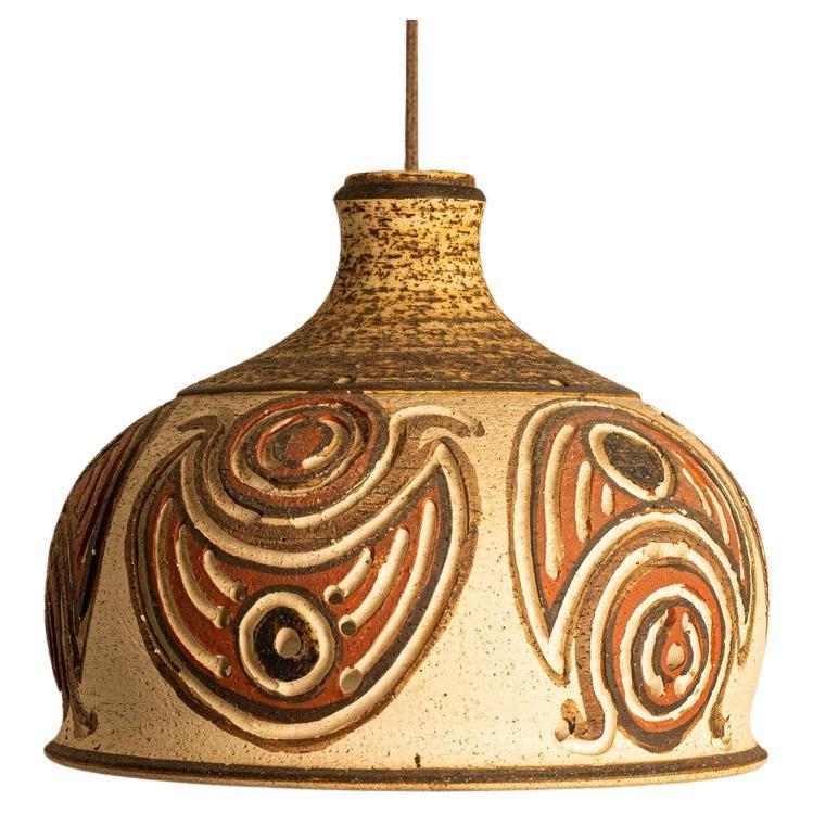 Ceramic Pendant Flared Bowl with Bold Pattern, Denmark 1960s For Sale