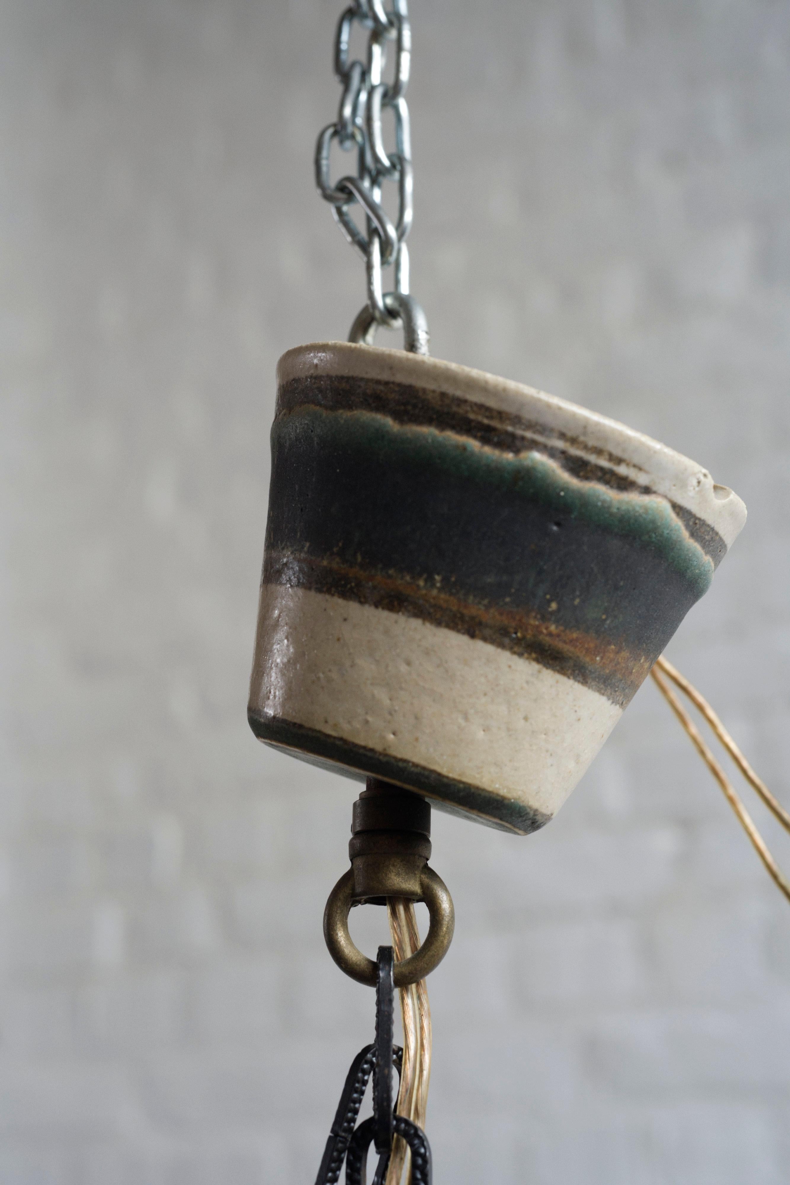 Ceramic pendant lamp by Axella Stoneware, Denmark 1970s 6