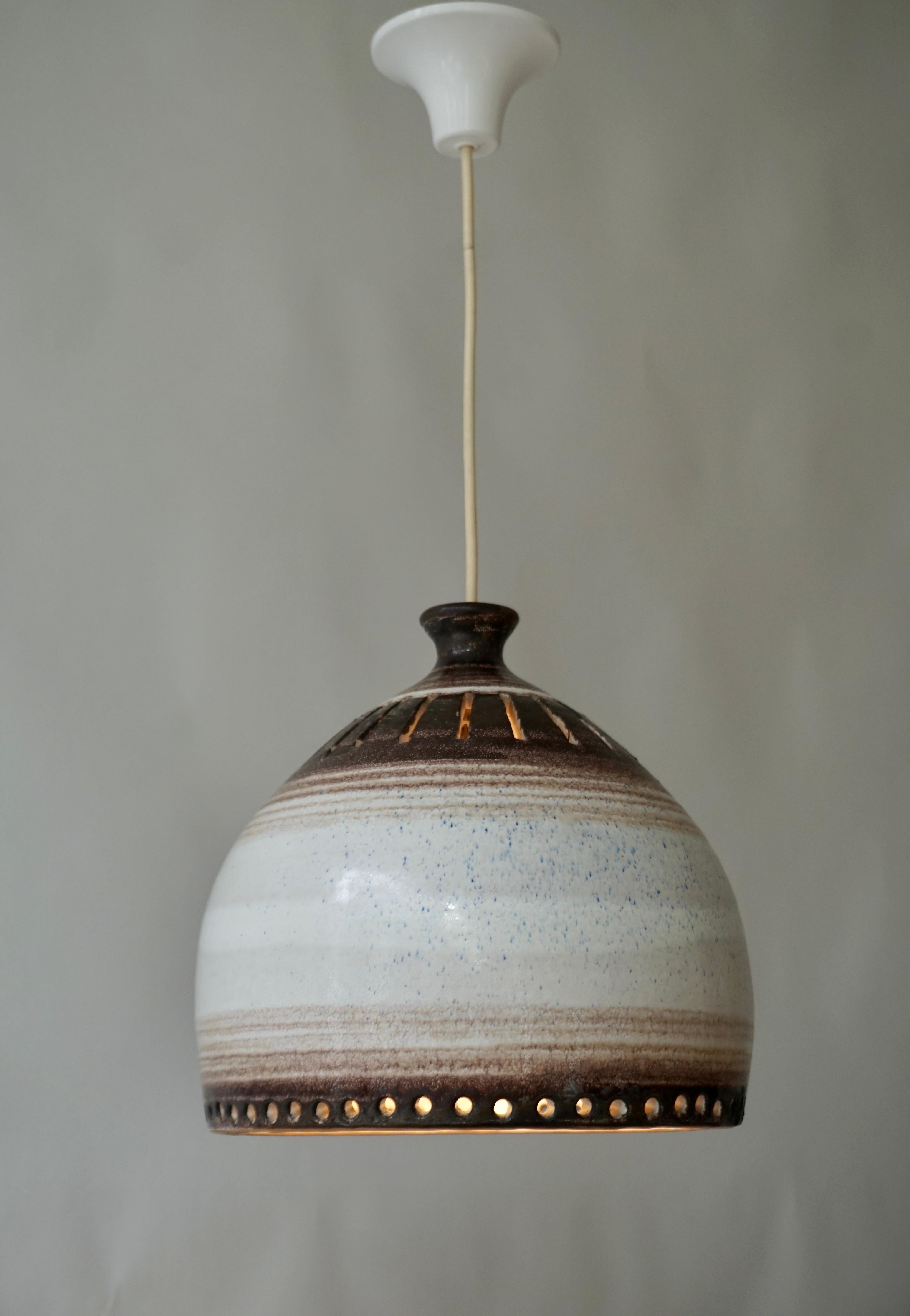 Mid-Century Modern Ceramic Pendant Lamp by Georges Pelletier, 1960s For Sale