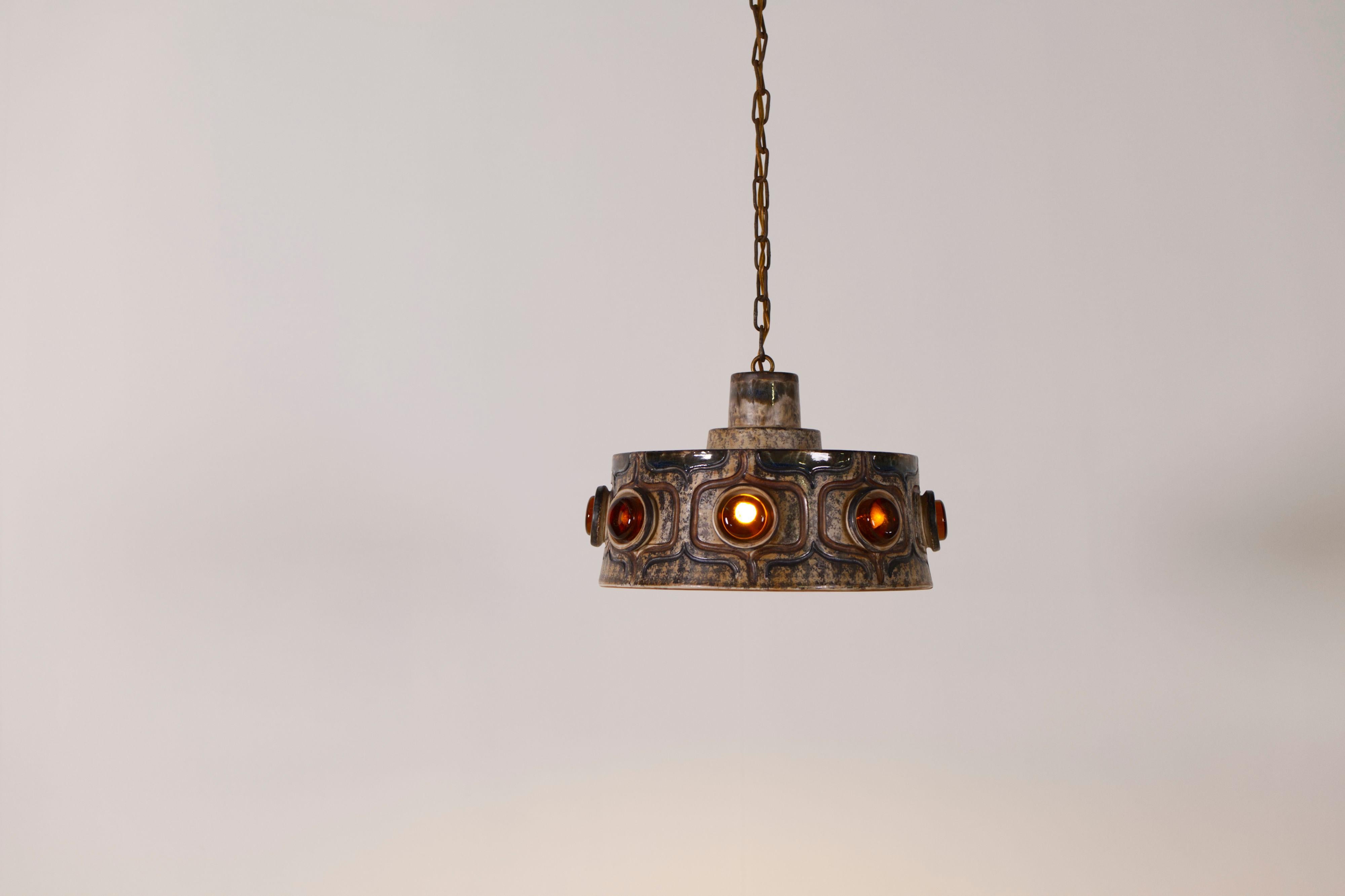 Lampada a sospensione in ceramica di Jette Hellerøe per Axella Stoneware, Danimarca anni '70 in vendita 2