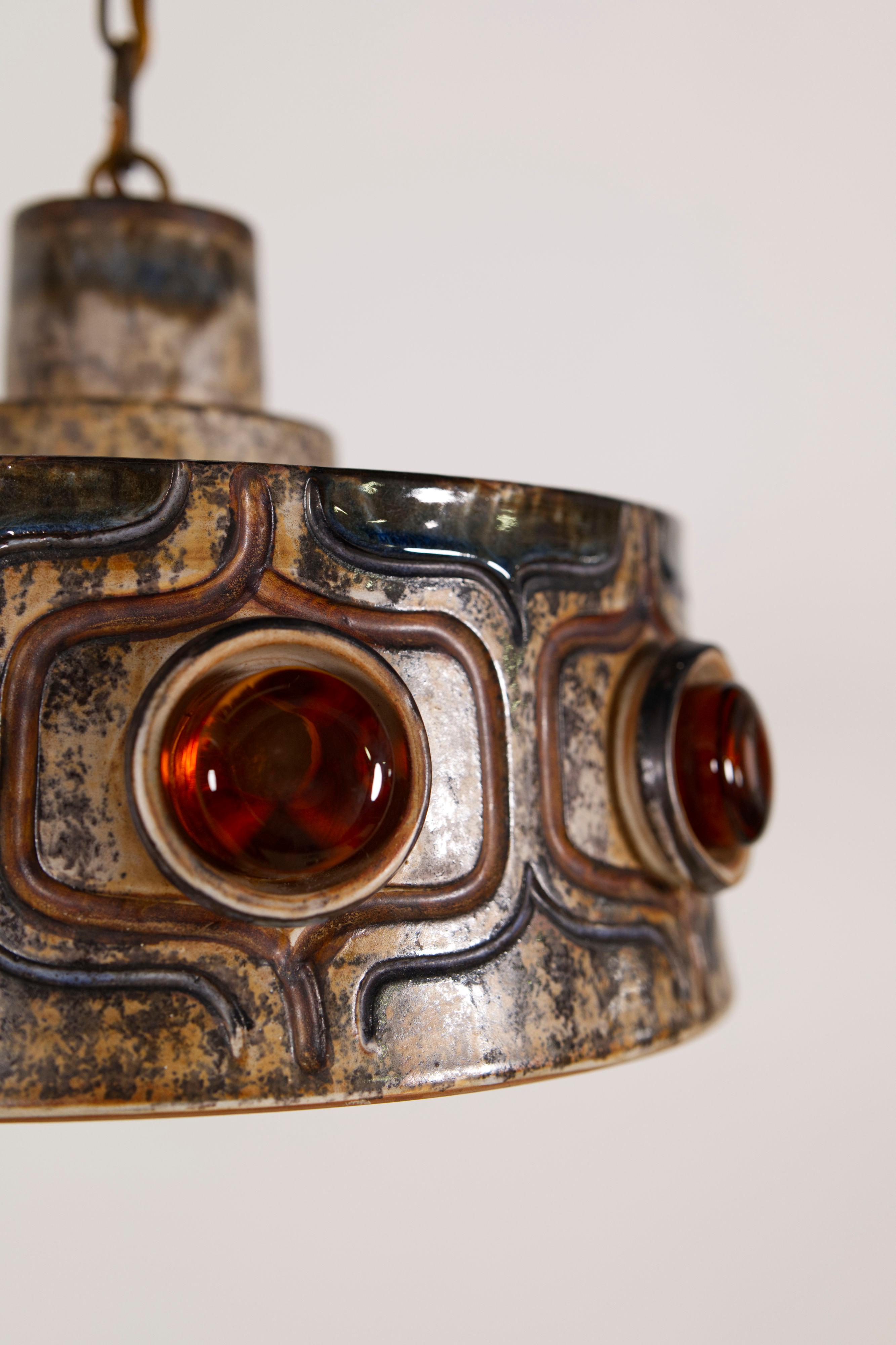 Lampada a sospensione in ceramica di Jette Hellerøe per Axella Stoneware, Danimarca anni '70 in vendita 3