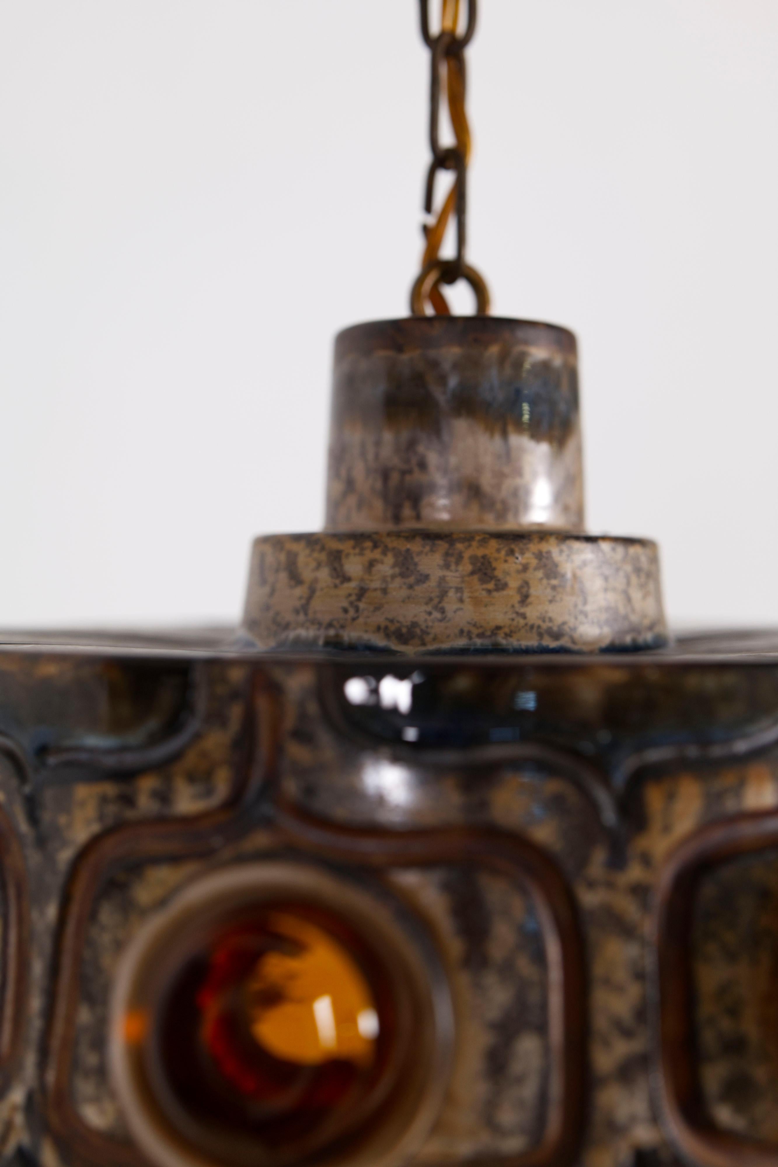 Lampada a sospensione in ceramica di Jette Hellerøe per Axella Stoneware, Danimarca anni '70 in vendita 4