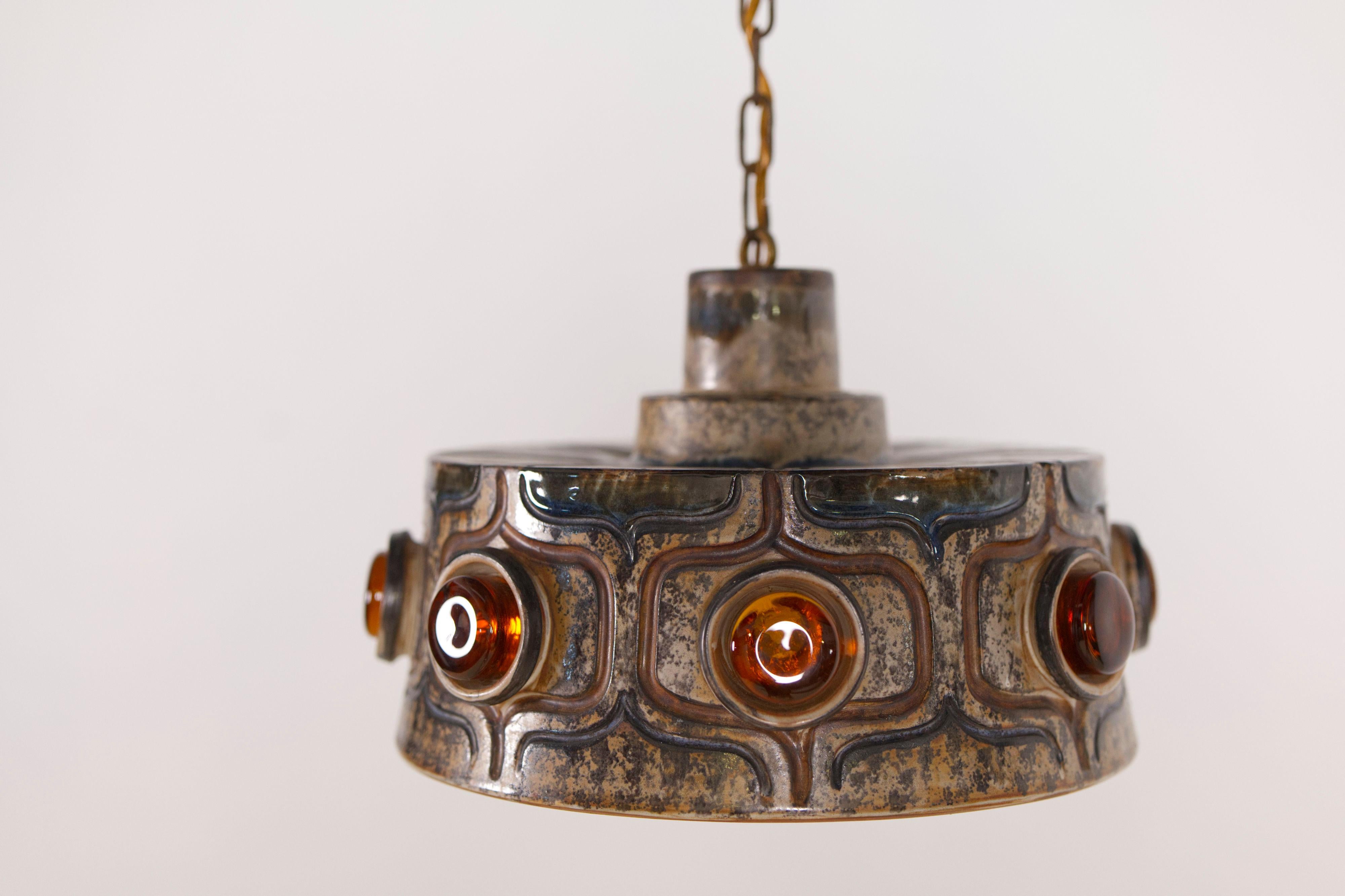 Lampada a sospensione in ceramica di Jette Hellerøe per Axella Stoneware, Danimarca anni '70 in vendita 6