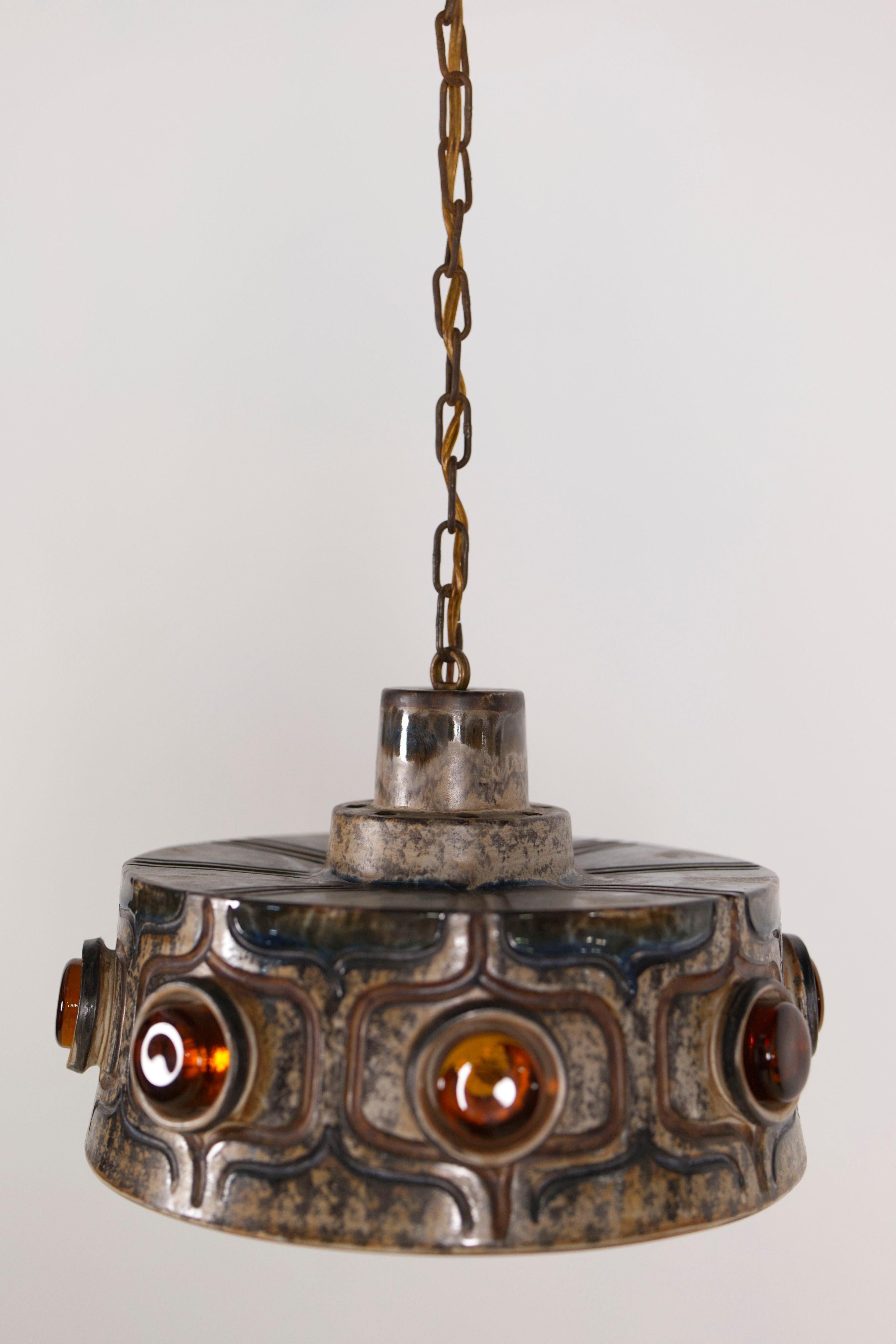 Lampada a sospensione in ceramica di Jette Hellerøe per Axella Stoneware, Danimarca anni '70 in vendita 7