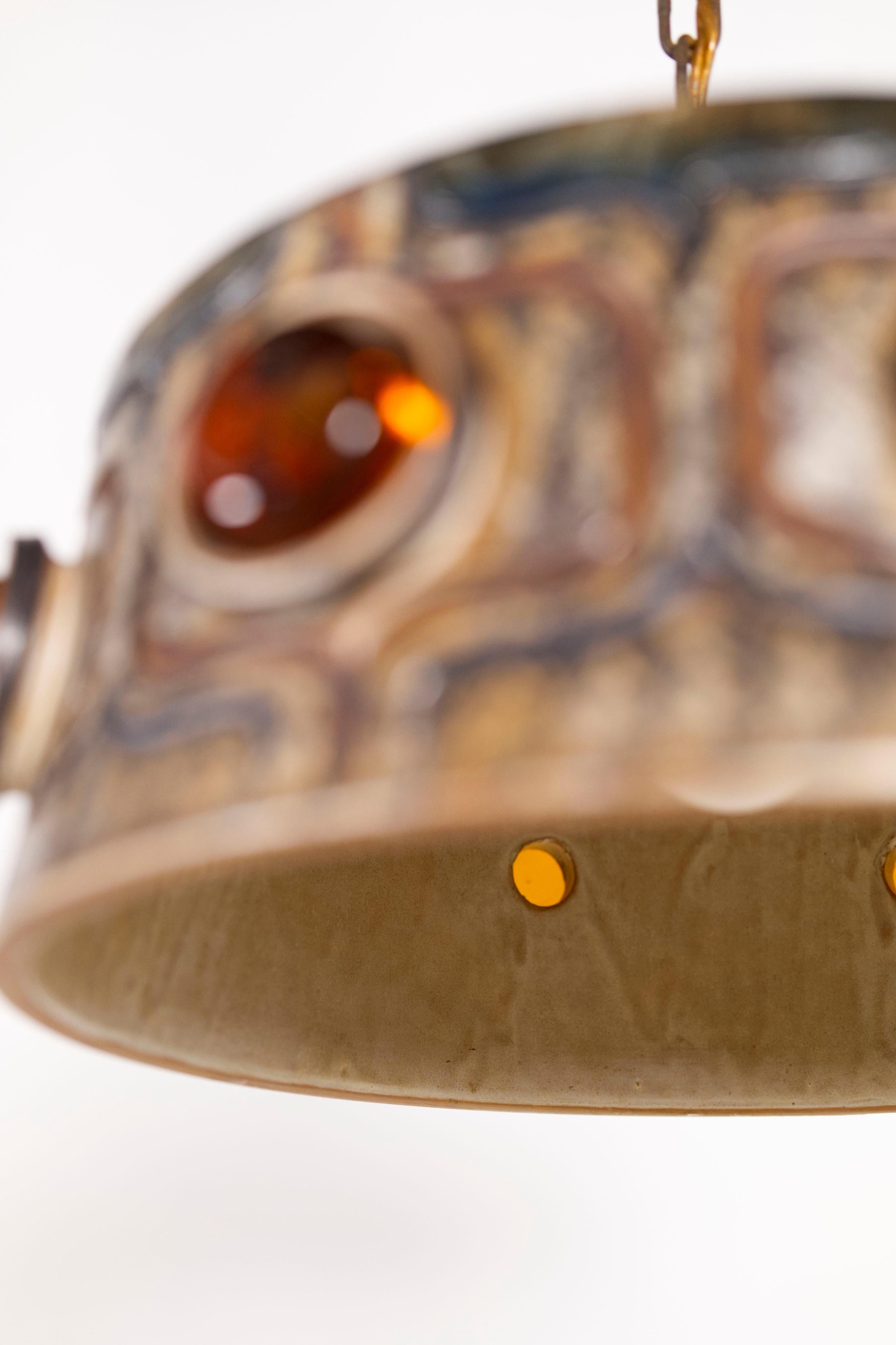 Lampada a sospensione in ceramica di Jette Hellerøe per Axella Stoneware, Danimarca anni '70 in vendita 8