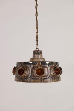 Ceramic pendant lamp by Jette Hellerøe for Axella Stoneware, Denmark 1970s