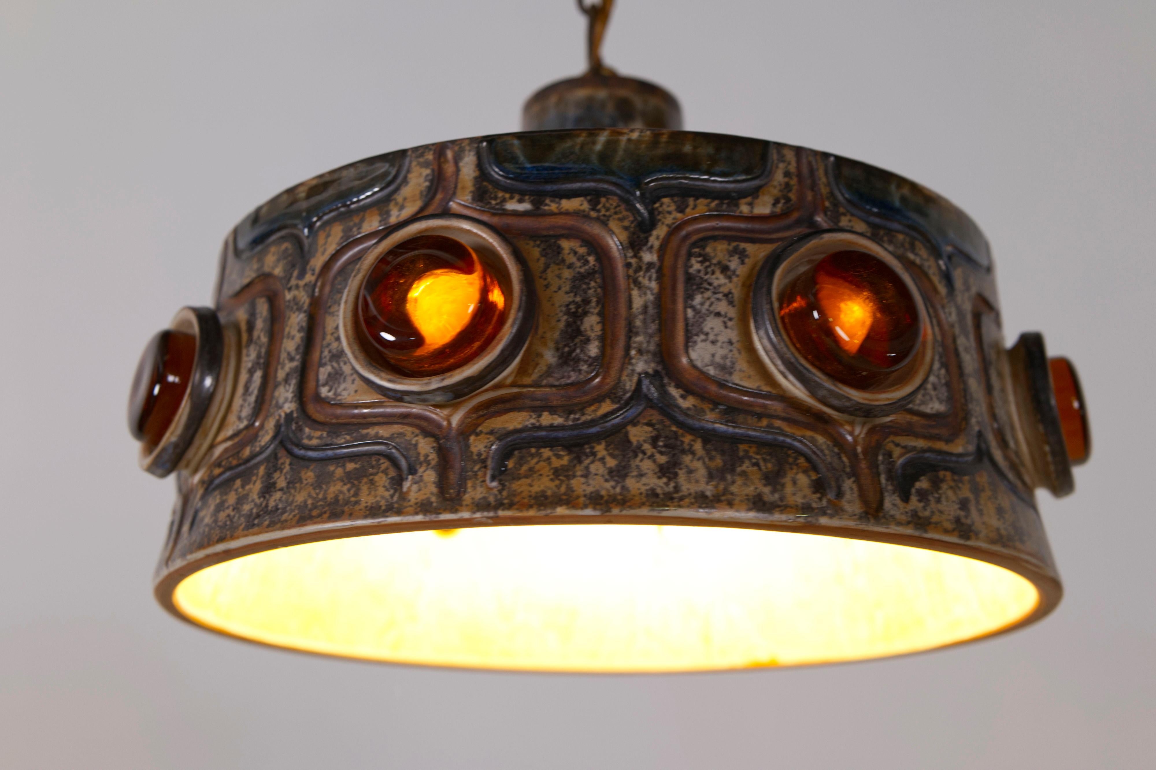 Danese Lampada a sospensione in ceramica di Jette Hellerøe per Axella Stoneware, Danimarca anni '70 in vendita