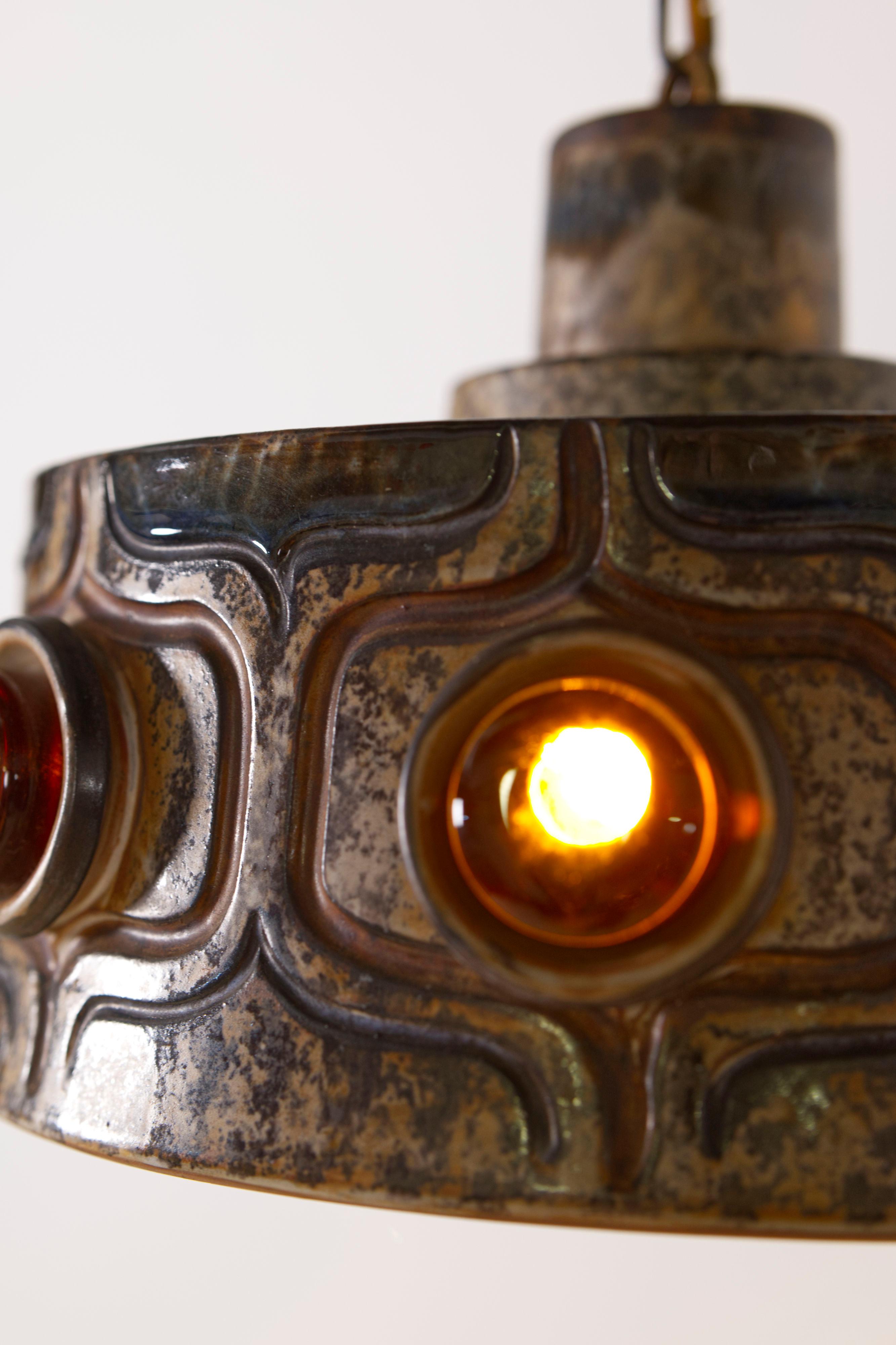 Lampada a sospensione in ceramica di Jette Hellerøe per Axella Stoneware, Danimarca anni '70 In condizioni buone in vendita a Balen, BE