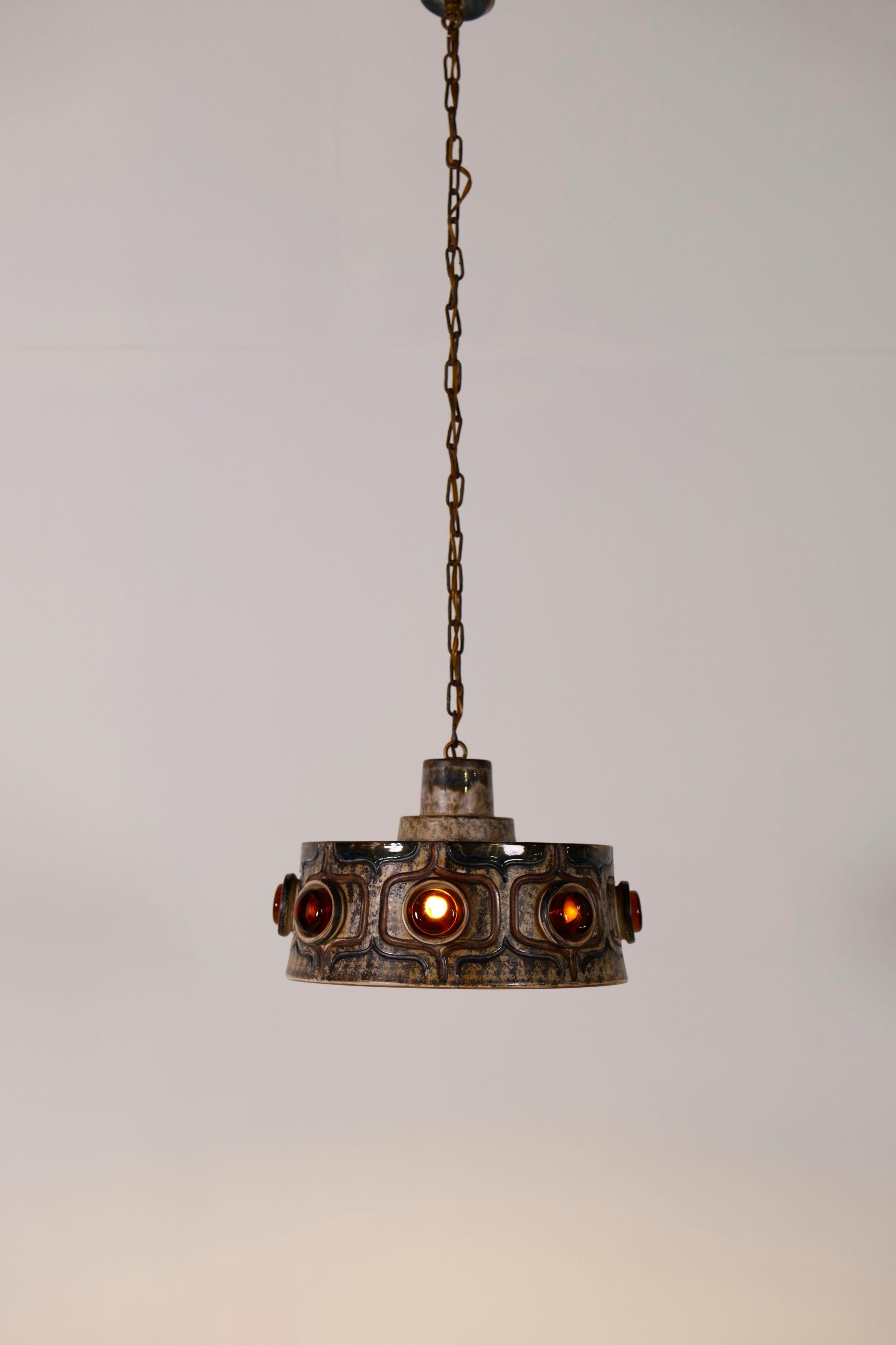 Lampada a sospensione in ceramica di Jette Hellerøe per Axella Stoneware, Danimarca anni '70 in vendita 1