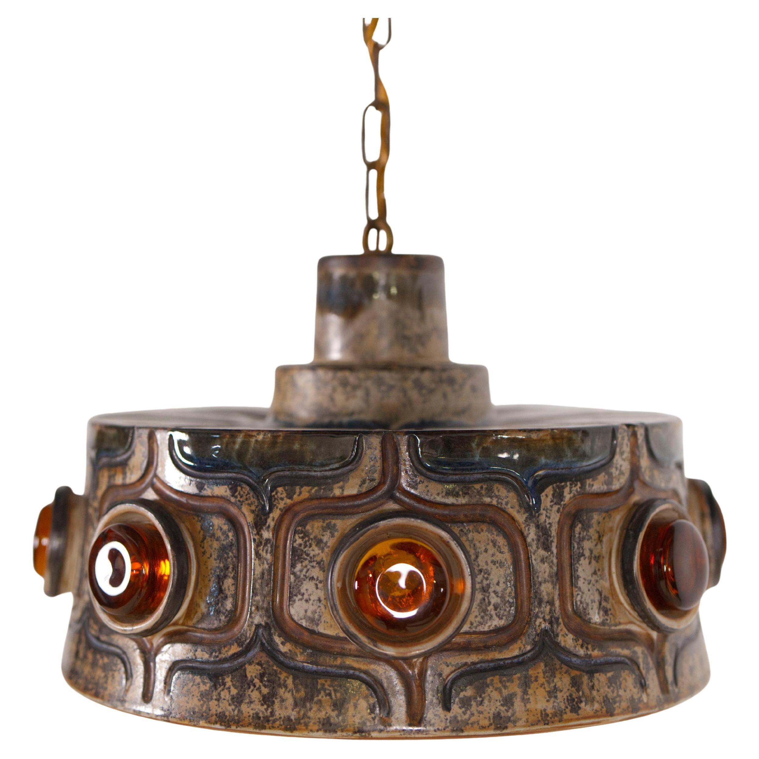 Lampada a sospensione in ceramica di Jette Hellerøe per Axella Stoneware, Danimarca anni '70 in vendita