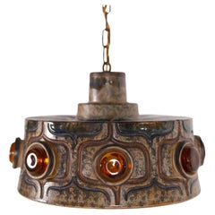 Lampe suspendue en céramique par Jette Hellerøe pour Axella Stoneware, Danemark, années 1970
