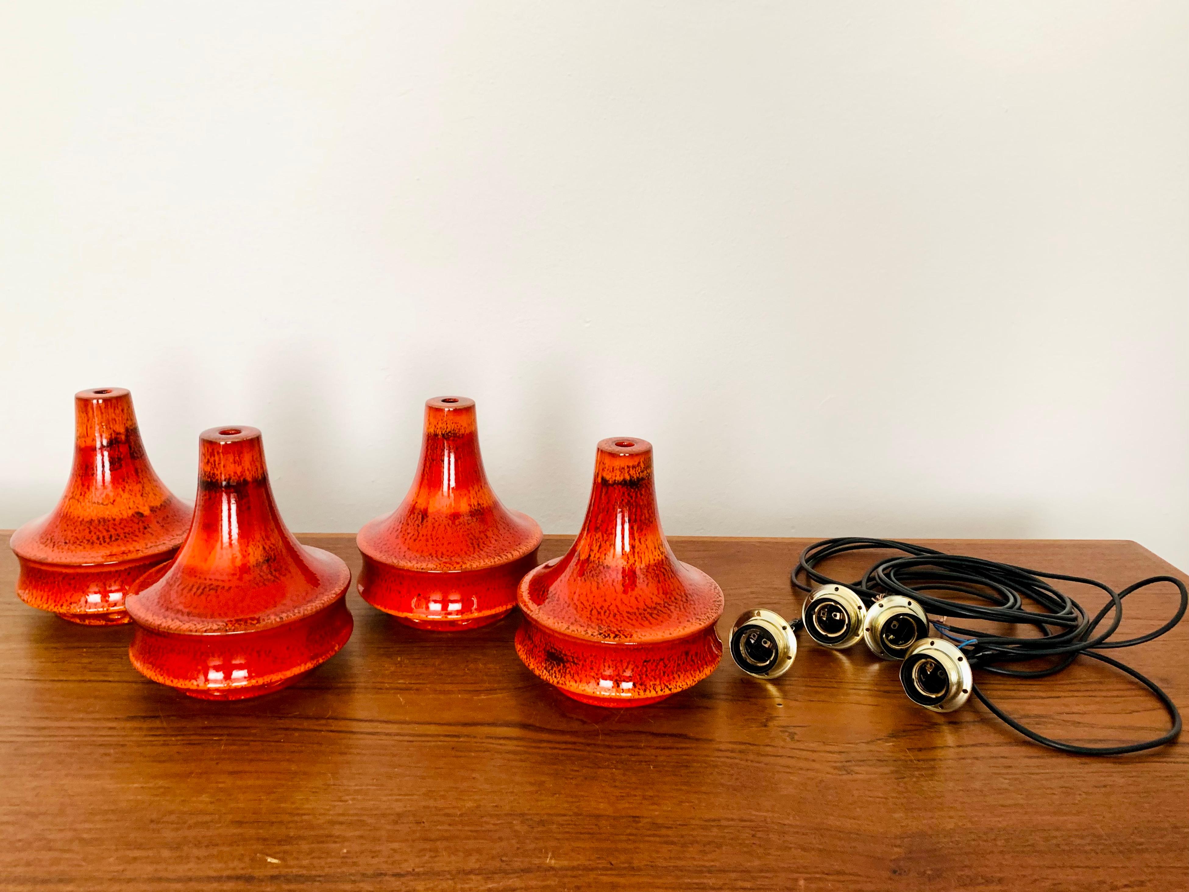 Set of 4 Ceramic Pendant Lamps For Sale 6