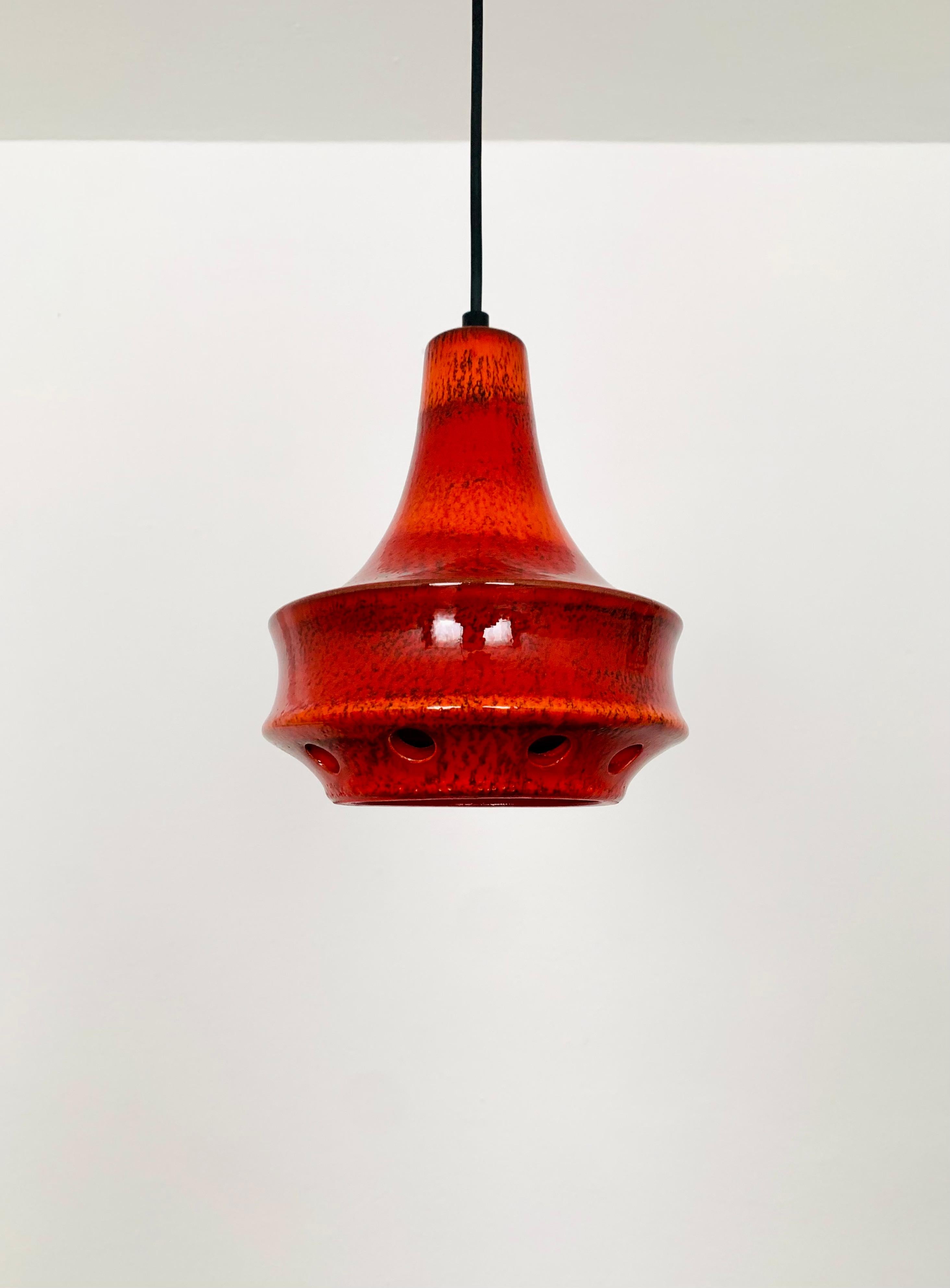 Mid-Century Modern Set of 4 Ceramic Pendant Lamps For Sale