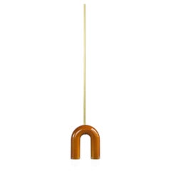 Ceramic Pendant Lamp 'TRN A1' by Pani Jurek, Brass Rod, Ochre