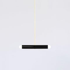 Ceramic Pendant Lamp 'TRN A2' by Pani Jurek, Brass Rod, Black