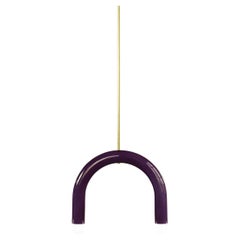 Ceramic Pendant Lamp 'TRN B1' by Pani Jurek, Brass Rod, Aubergine