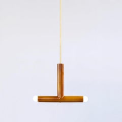 Ceramic Pendant Lamp 'TRN B2' by Pani Jurek, Brass Rod, Aubergine
