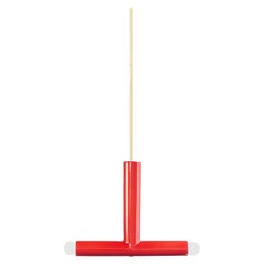 Lampe suspendue en céramique 'TRN B2' de Pani Jurek, tige en laiton, rouge