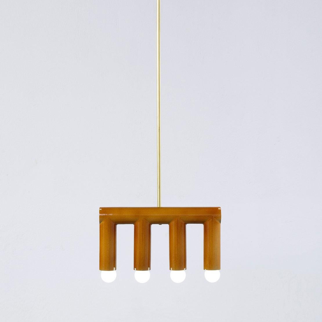 Ceramic Pendant Lamp 'TRN B3' by Pani Jurek, Brass Rod, Black For Sale 3