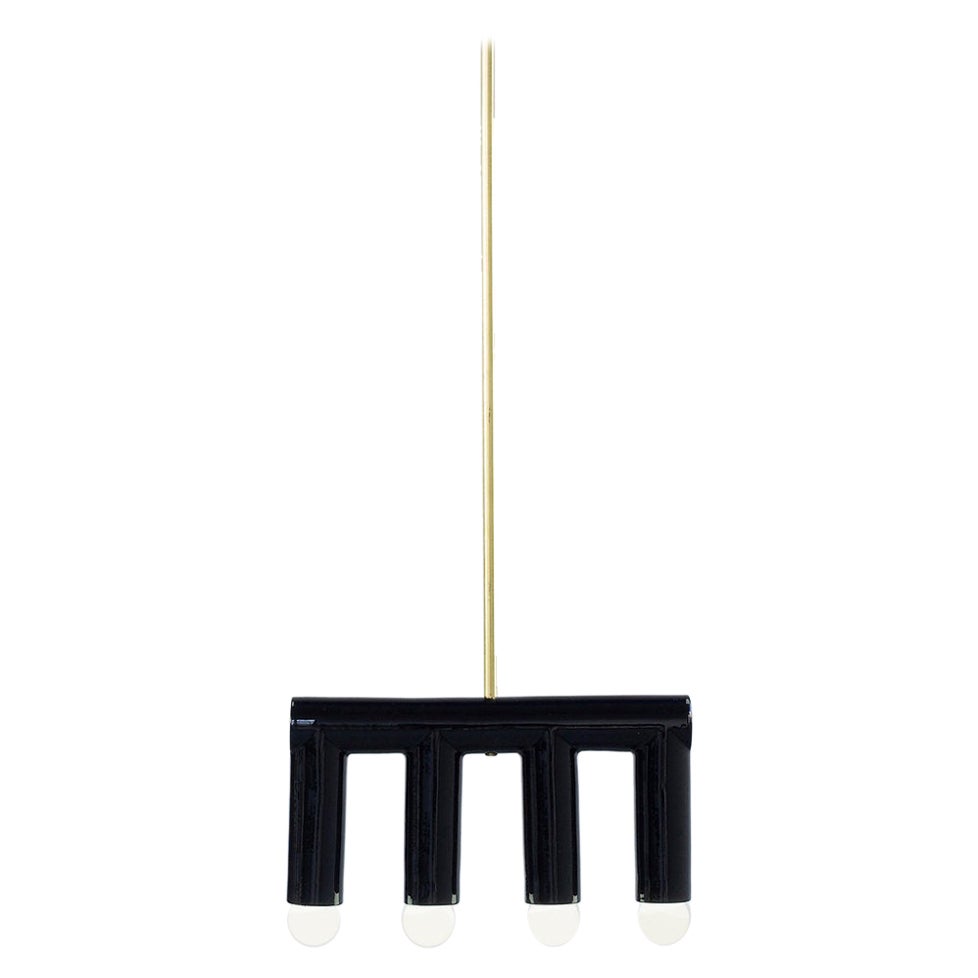 Lampe à suspension en céramique TRN B3 de Pani Jurek, tige en laiton, noire
