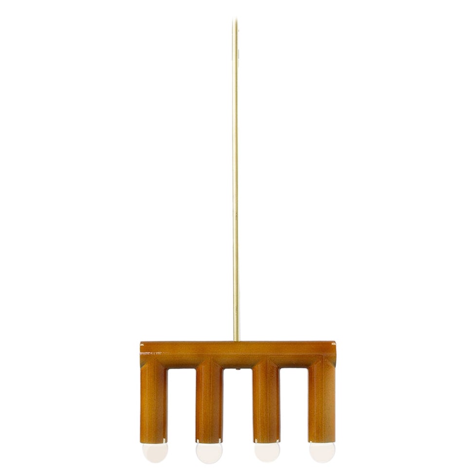 Lámpara colgante de cerámica "TRN B3" de Pani Jurek, varilla de latón, ocre
