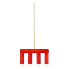 Lampe suspendue en céramique TRN B3 de Pani Jurek, tige en laiton, rouge