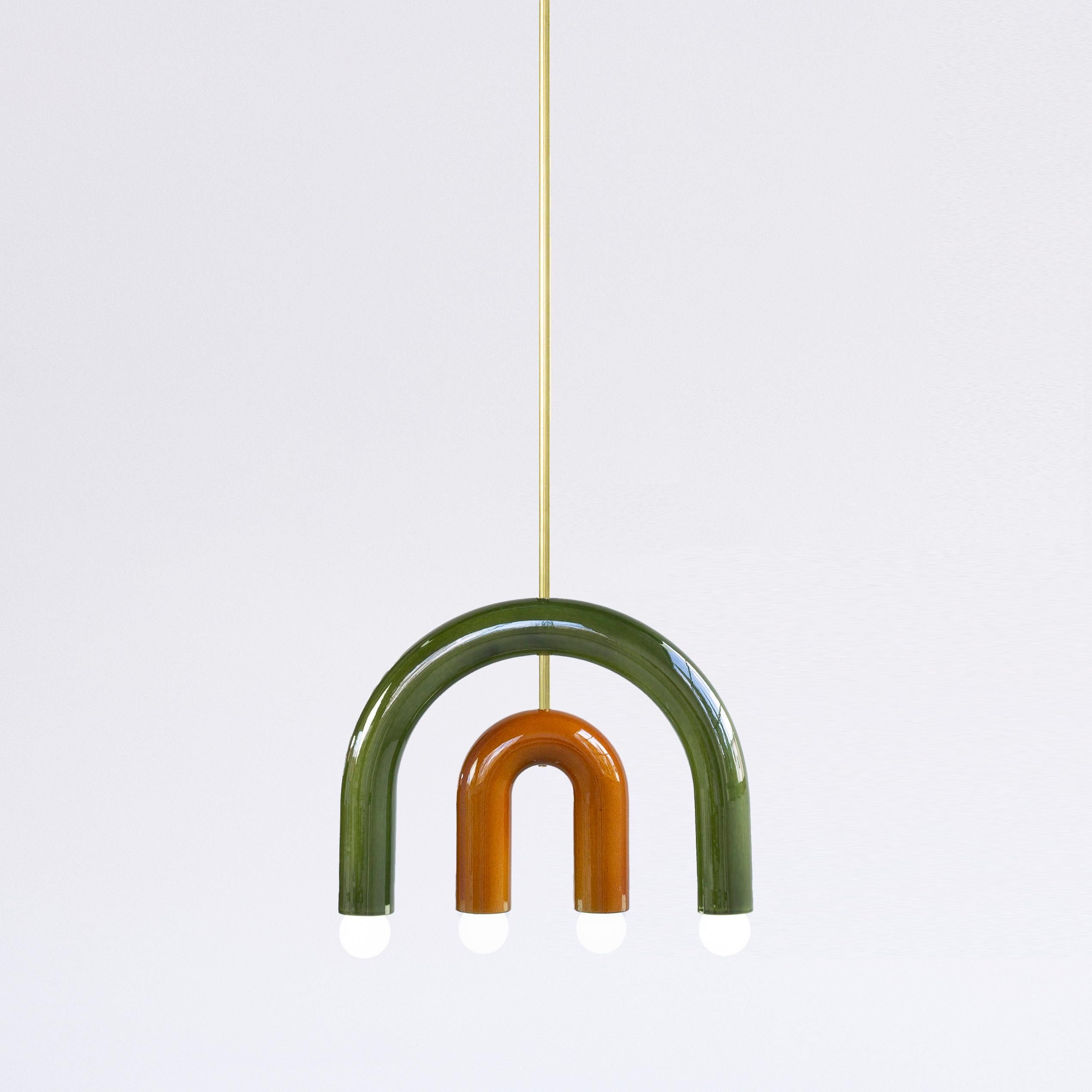 Ottone Lampada a sospensione in ceramica TRN C1 in ottone marrone e rosa di Pani Jurek in vendita